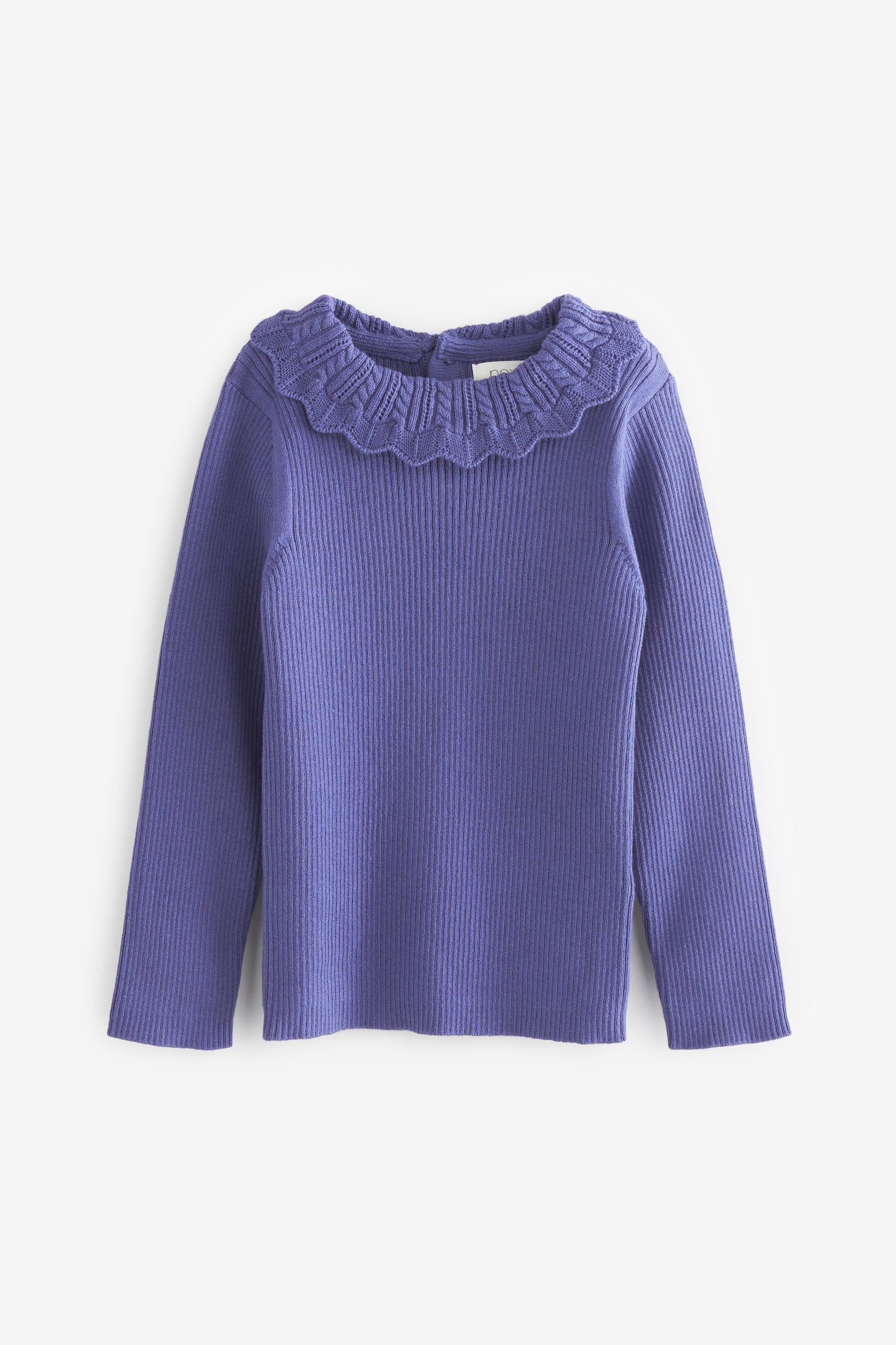 Blue Pointelle Neck Jumper (3mths-7yrs)