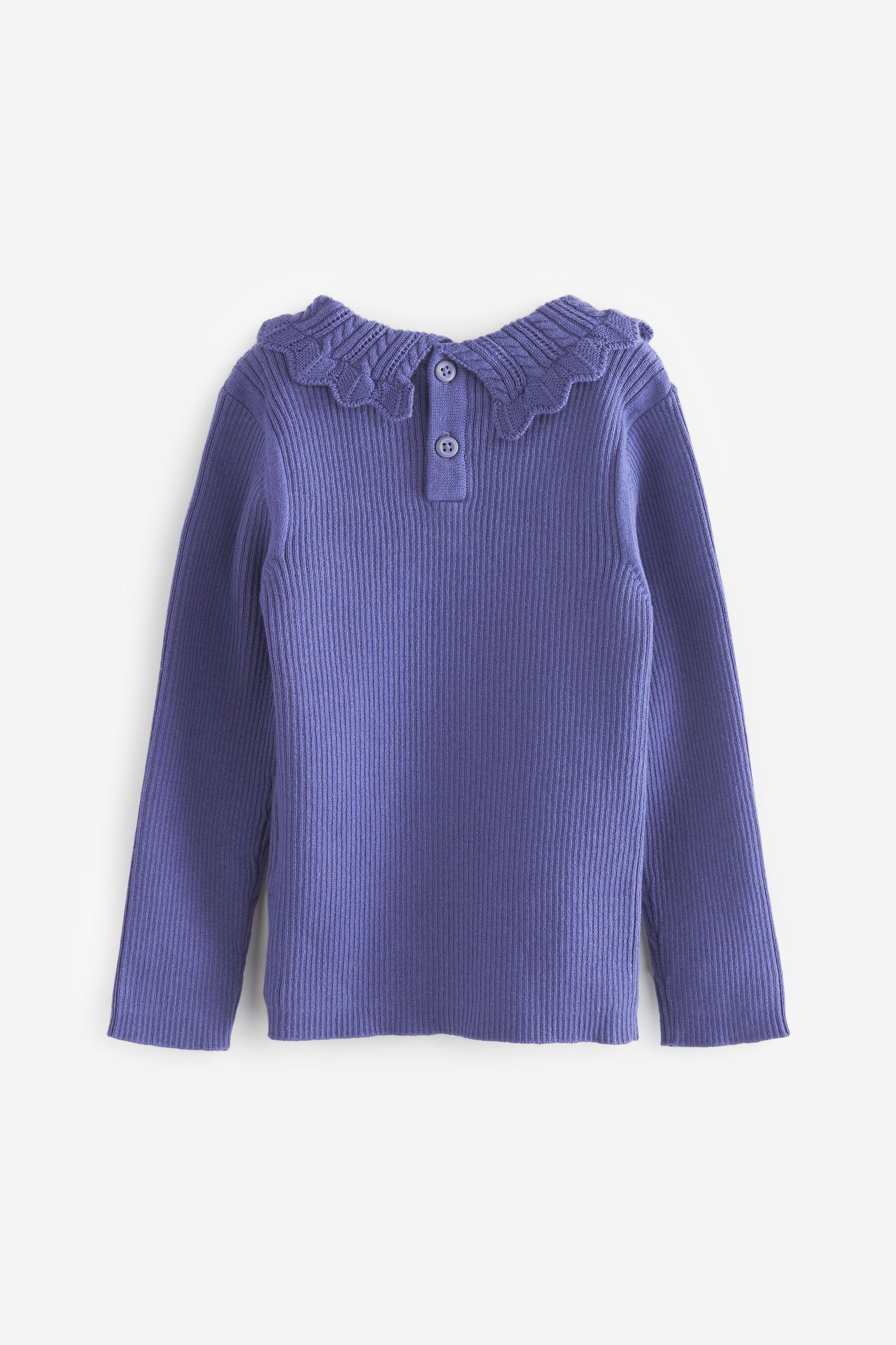 Blue Pointelle Neck Jumper (3mths-7yrs)