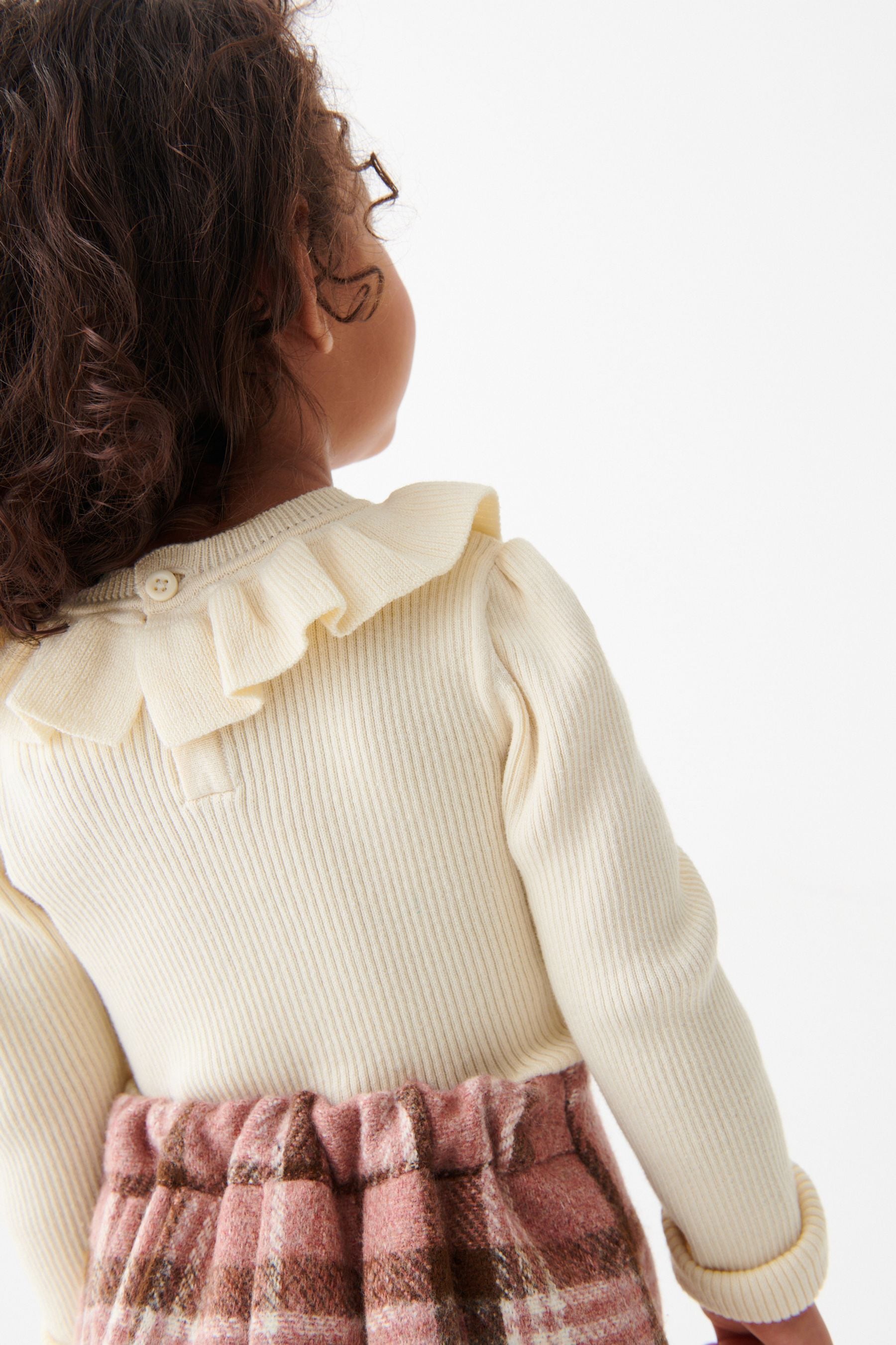 Ecru Cream Marl Frill Neck Jumper (3mths-7yrs)