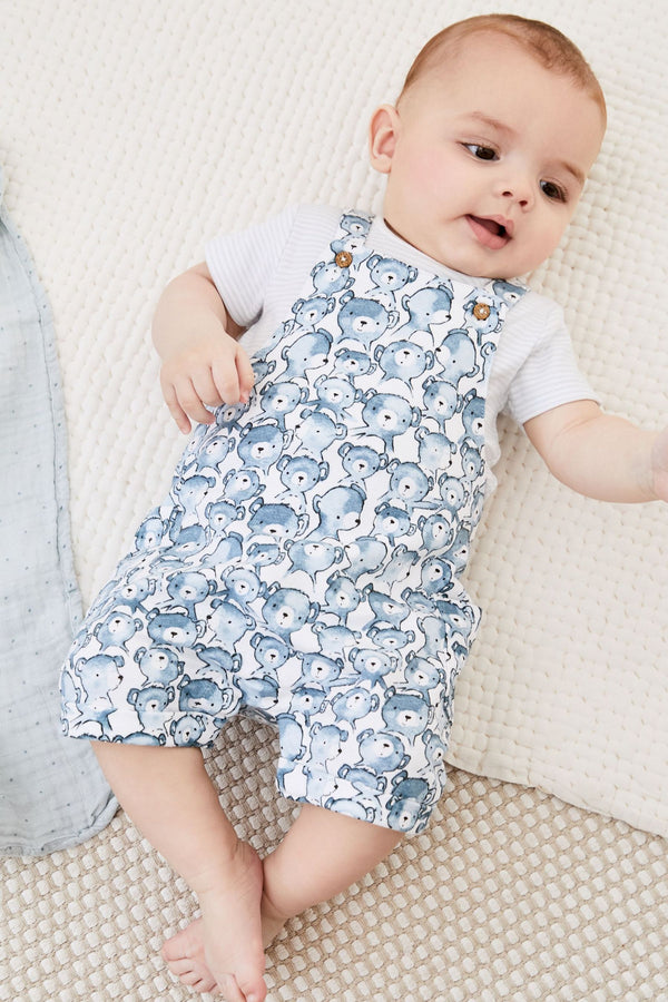 Blue Bear Baby Jersey Dungarees And Bodysuit Set (0mths-2yrs)