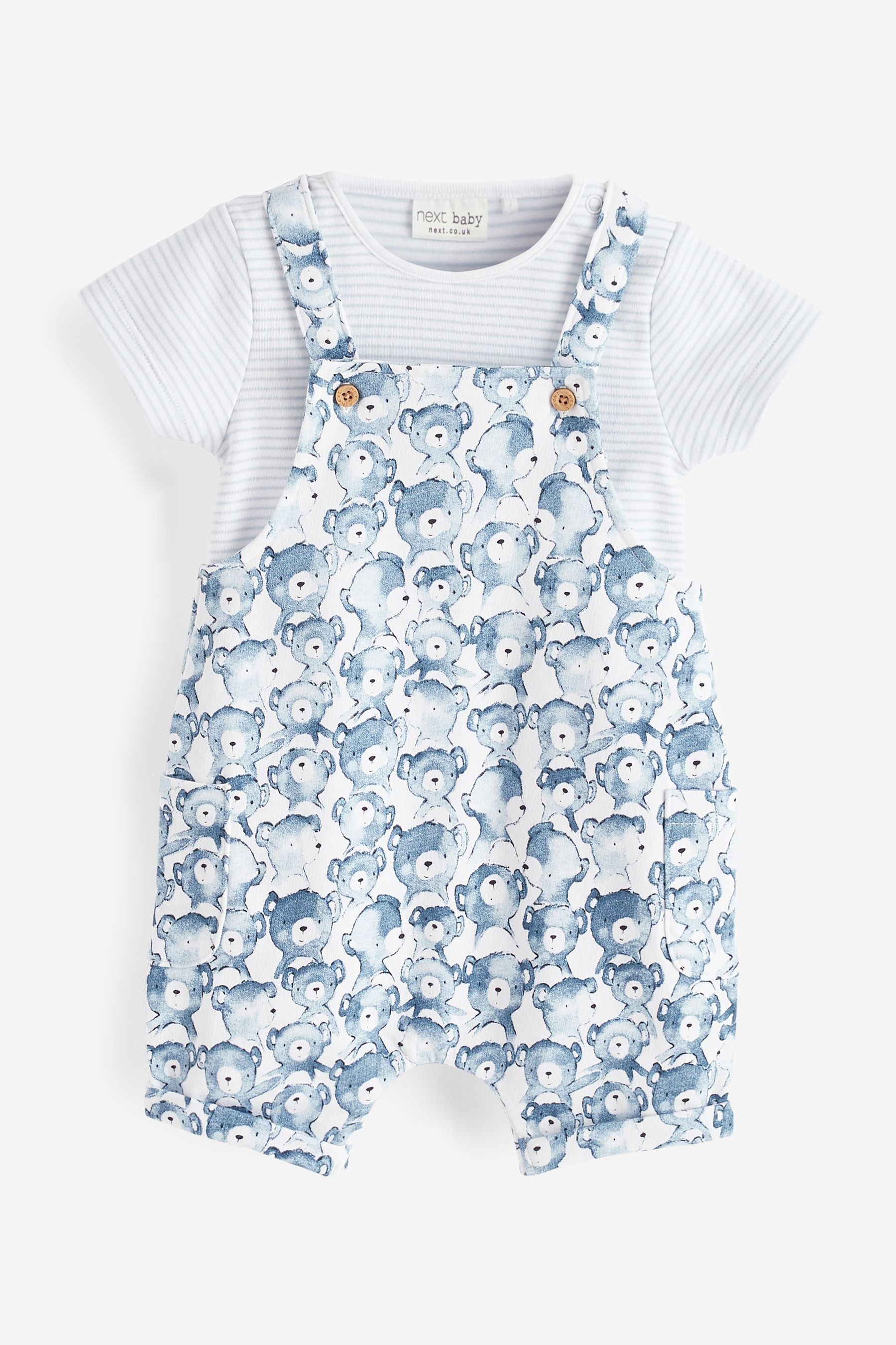 Blue Bear Baby Jersey Dungarees And Bodysuit Set (0mths-2yrs)