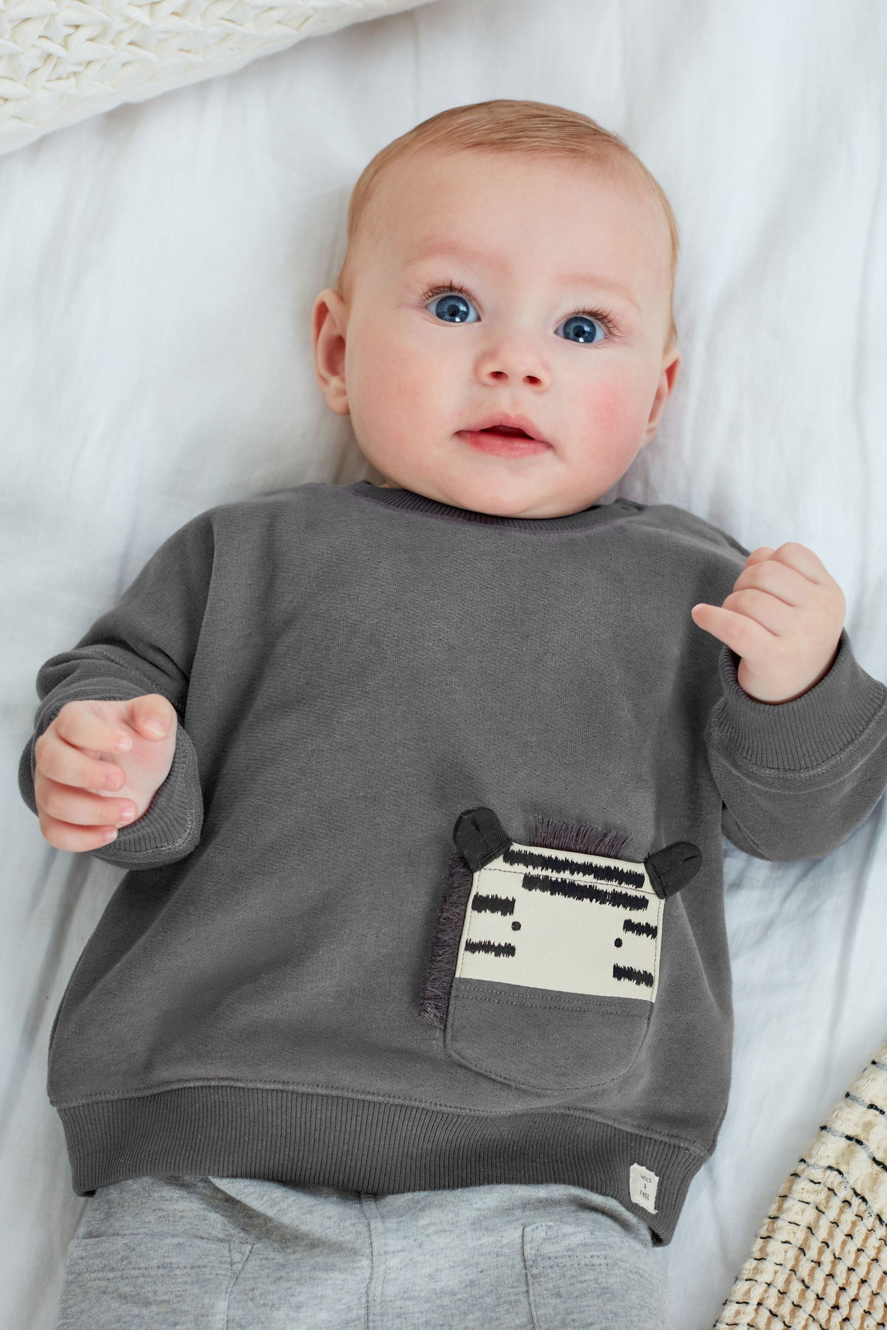 Grey/Black Zebra Baby 2 Pack Sweatshirts (0mths-2yrs)