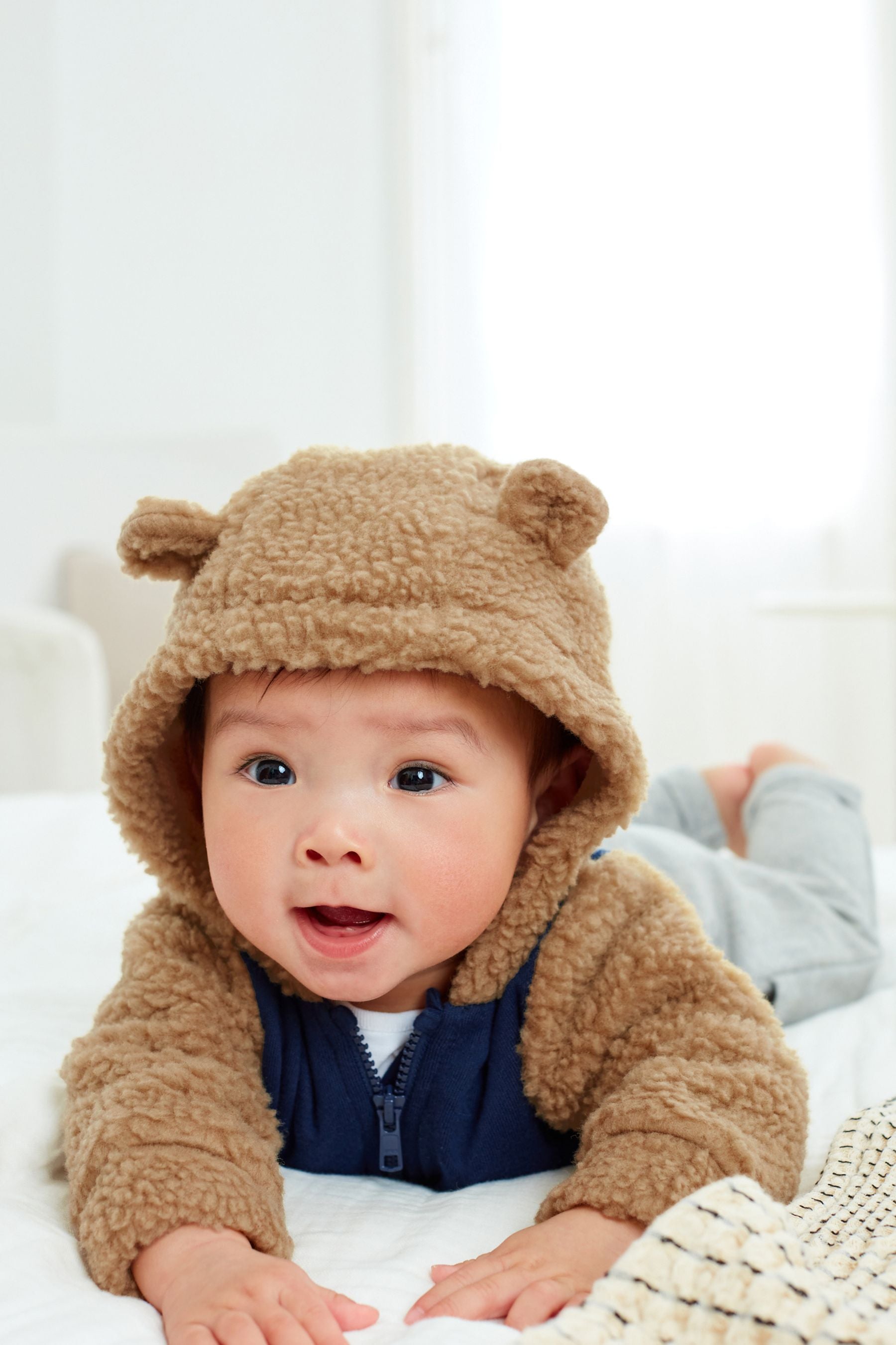 Navy Blue/Brown Fleece Baby Jacket (0mths-2yrs)