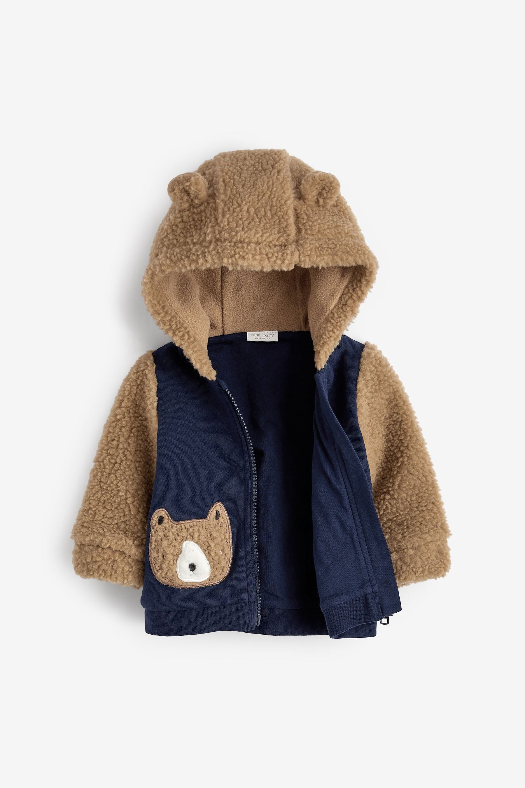 Navy Blue/Brown Fleece Baby Jacket (0mths-2yrs)