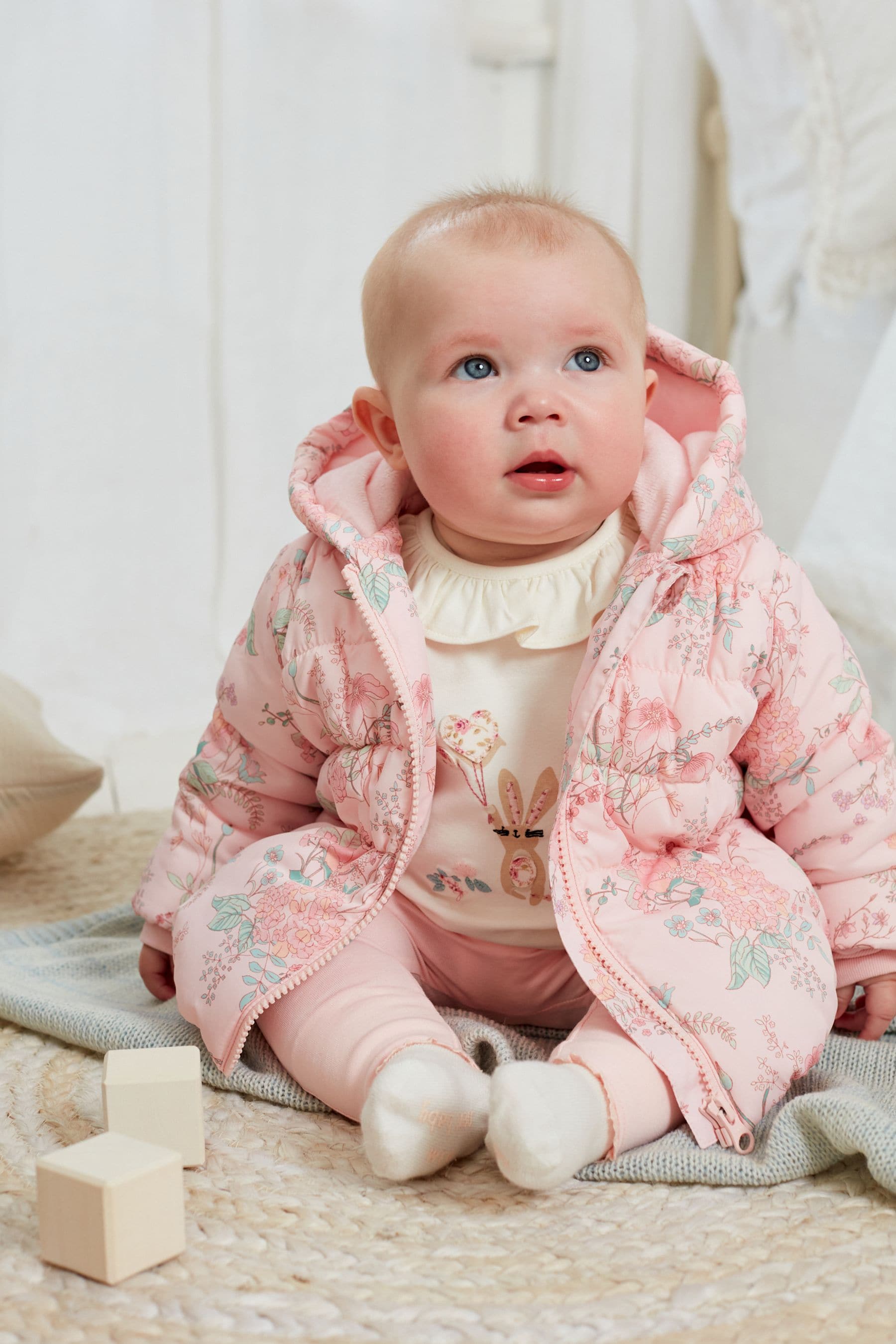 Pink Floral Padded Baby Jacket (0mths-2yrs)