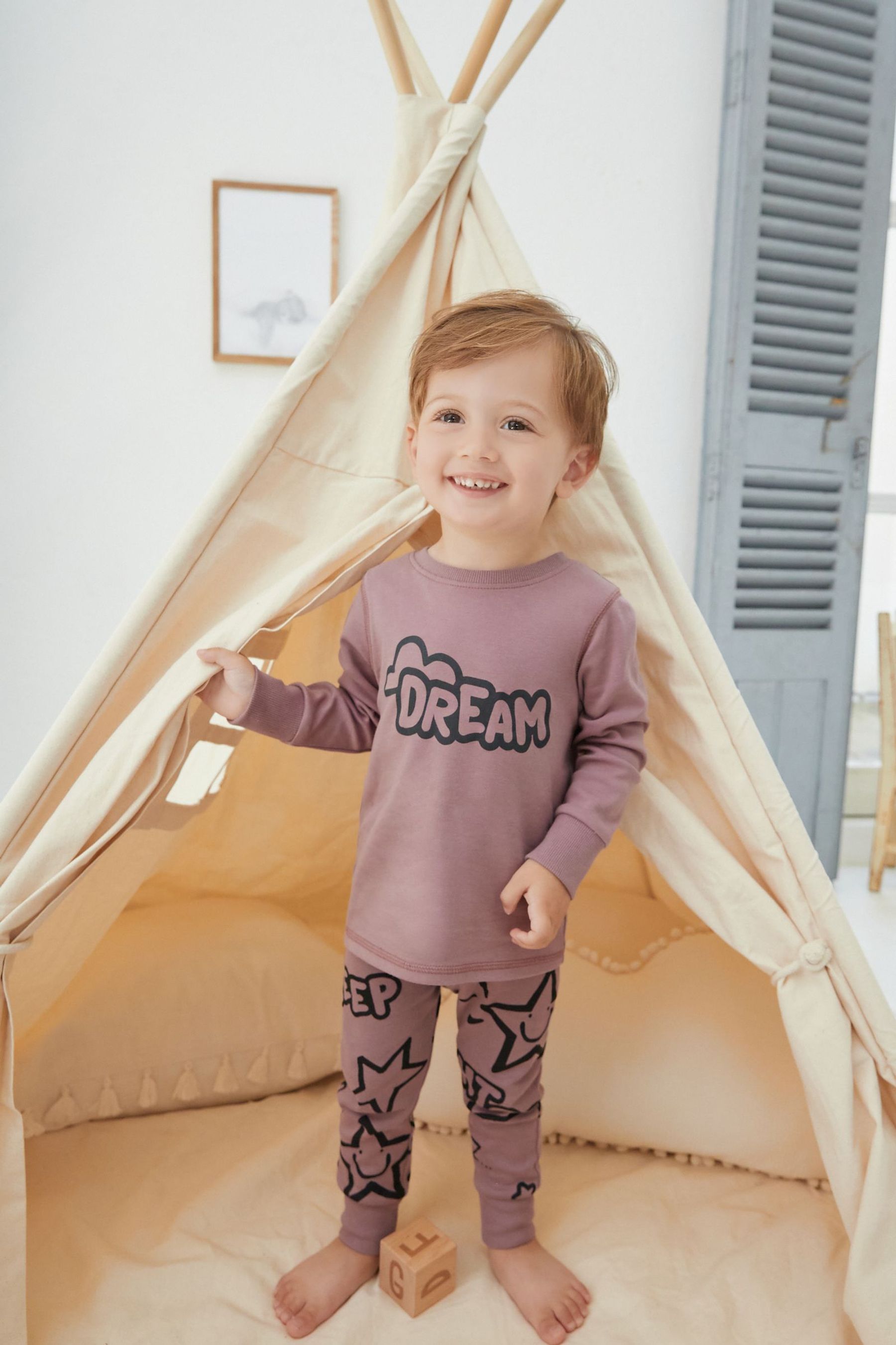 Grey/Blue/Pink Slogan Snuggle Pyjamas 3 Pack (9mths-12yrs)