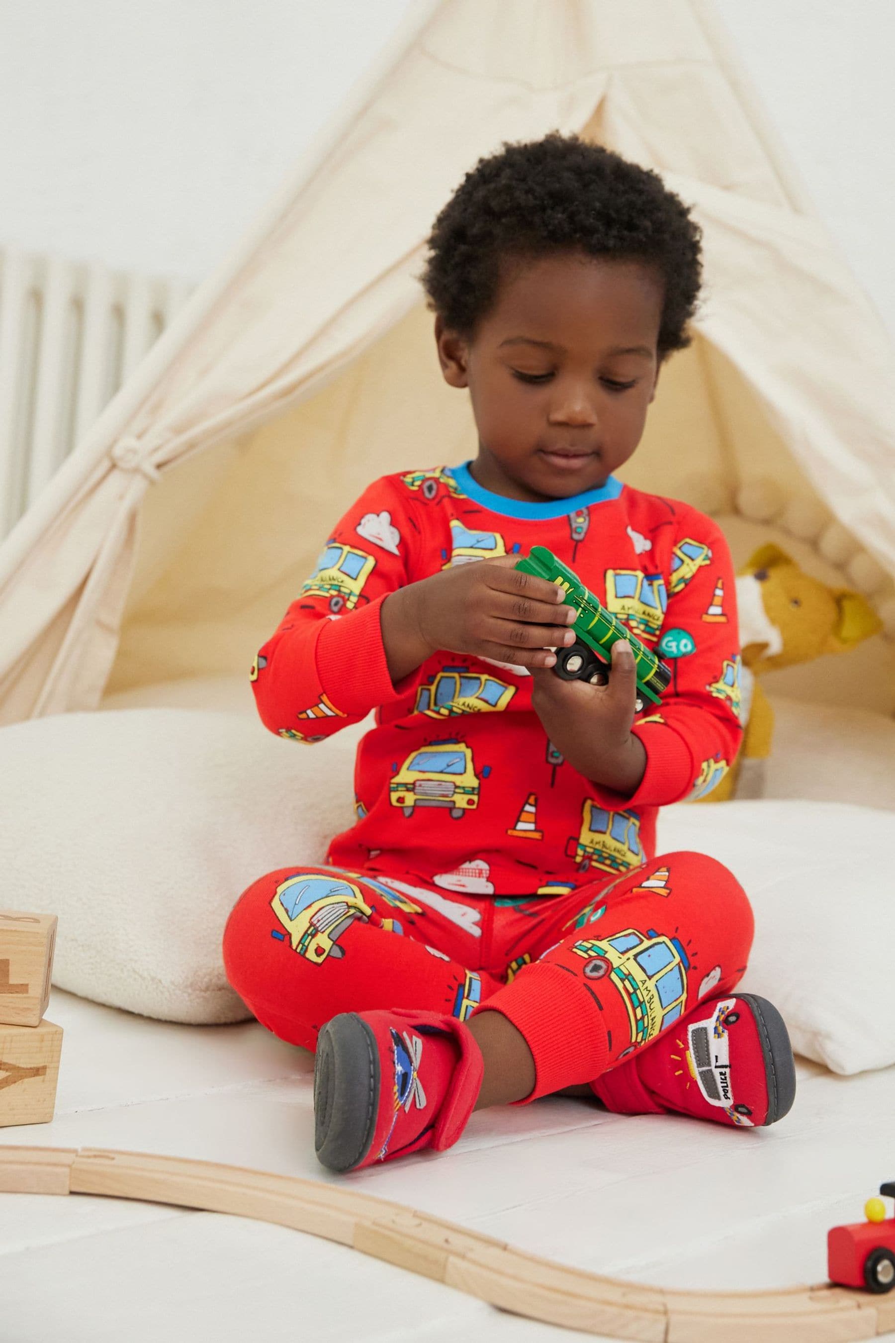 Red/Blue Emergency Transport Snuggle Pyjamas 3 Pack (9mths-10yrs)