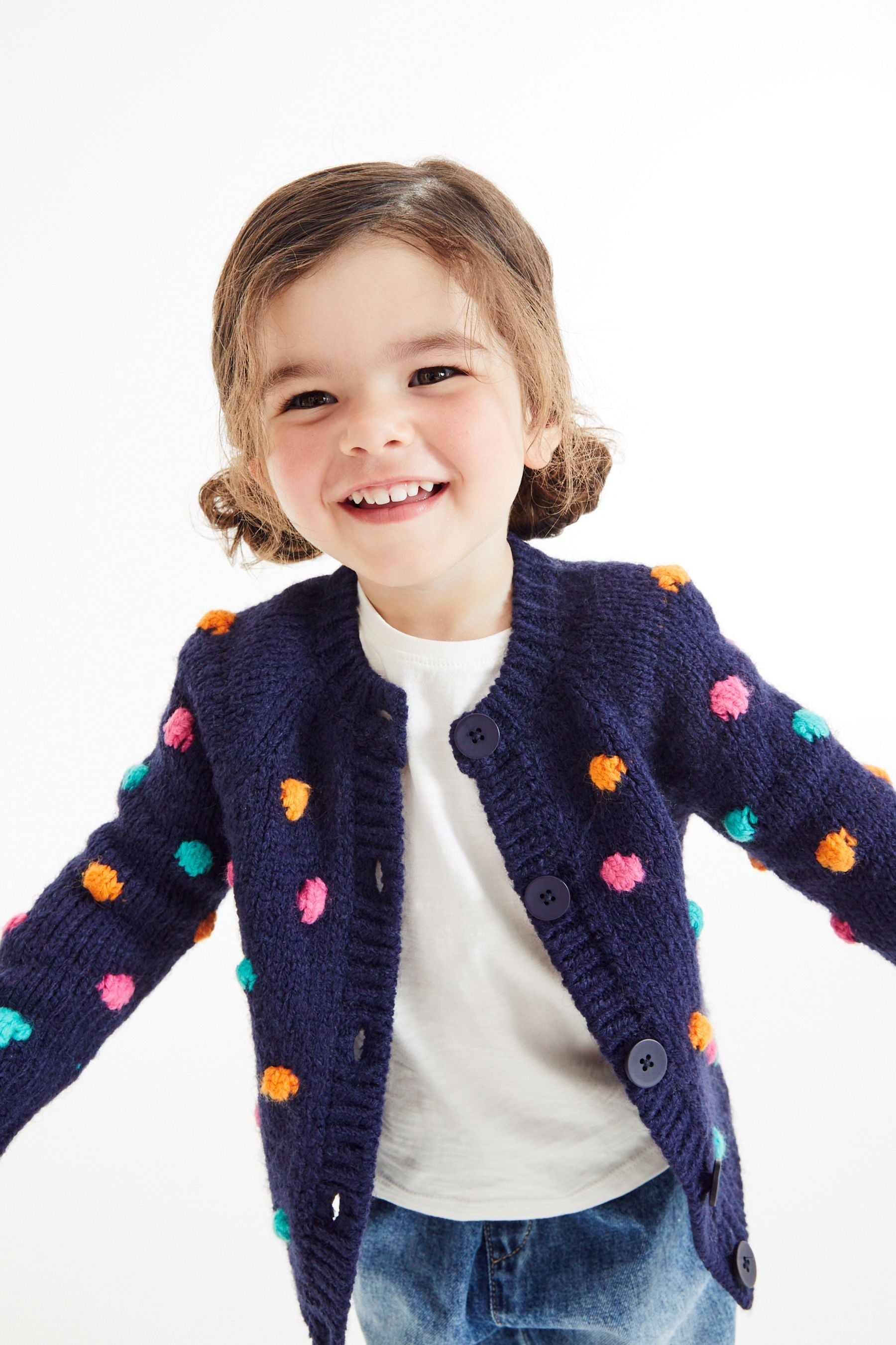 Navy Blue Chunky Cardigan (3mths-10yrs)