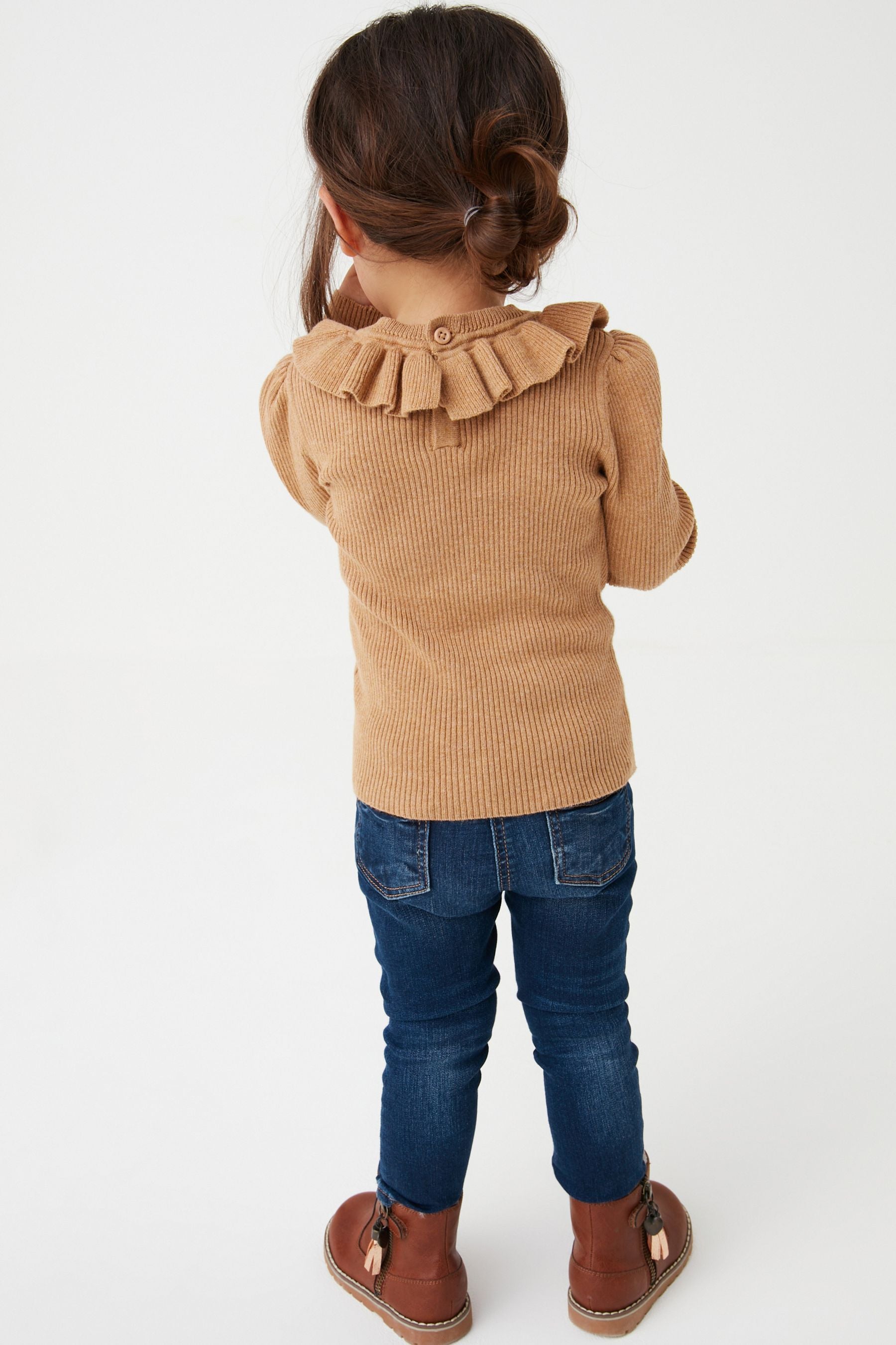 Tan Brown Frill Neck Jumper (3mths-7yrs)