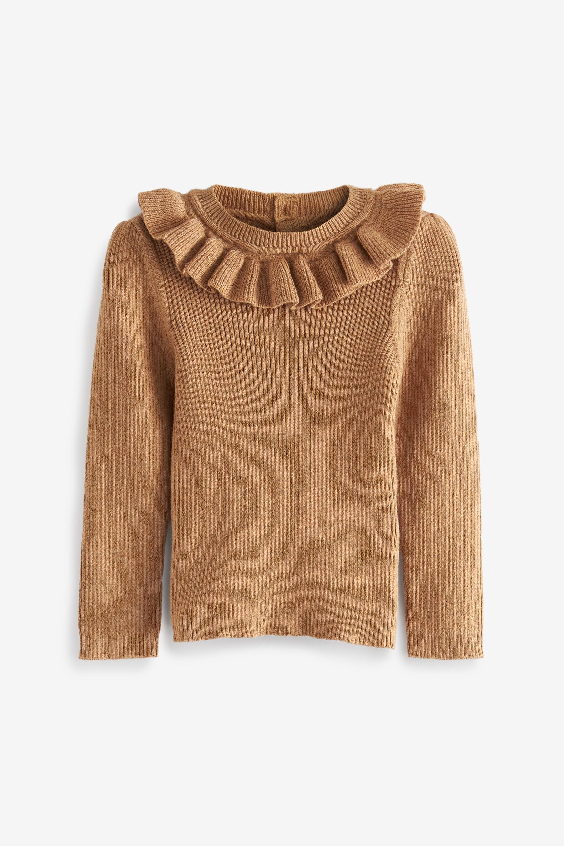 Tan Brown Frill Neck Jumper (3mths-7yrs)