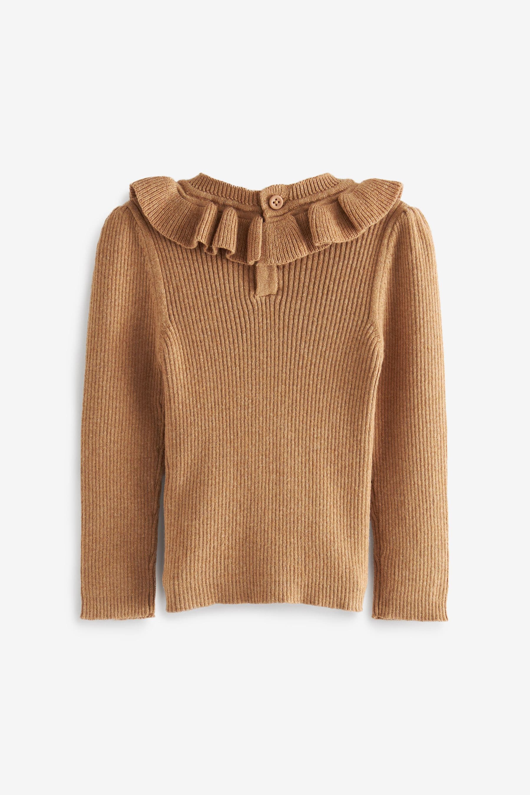 Tan Brown Frill Neck Jumper (3mths-7yrs)