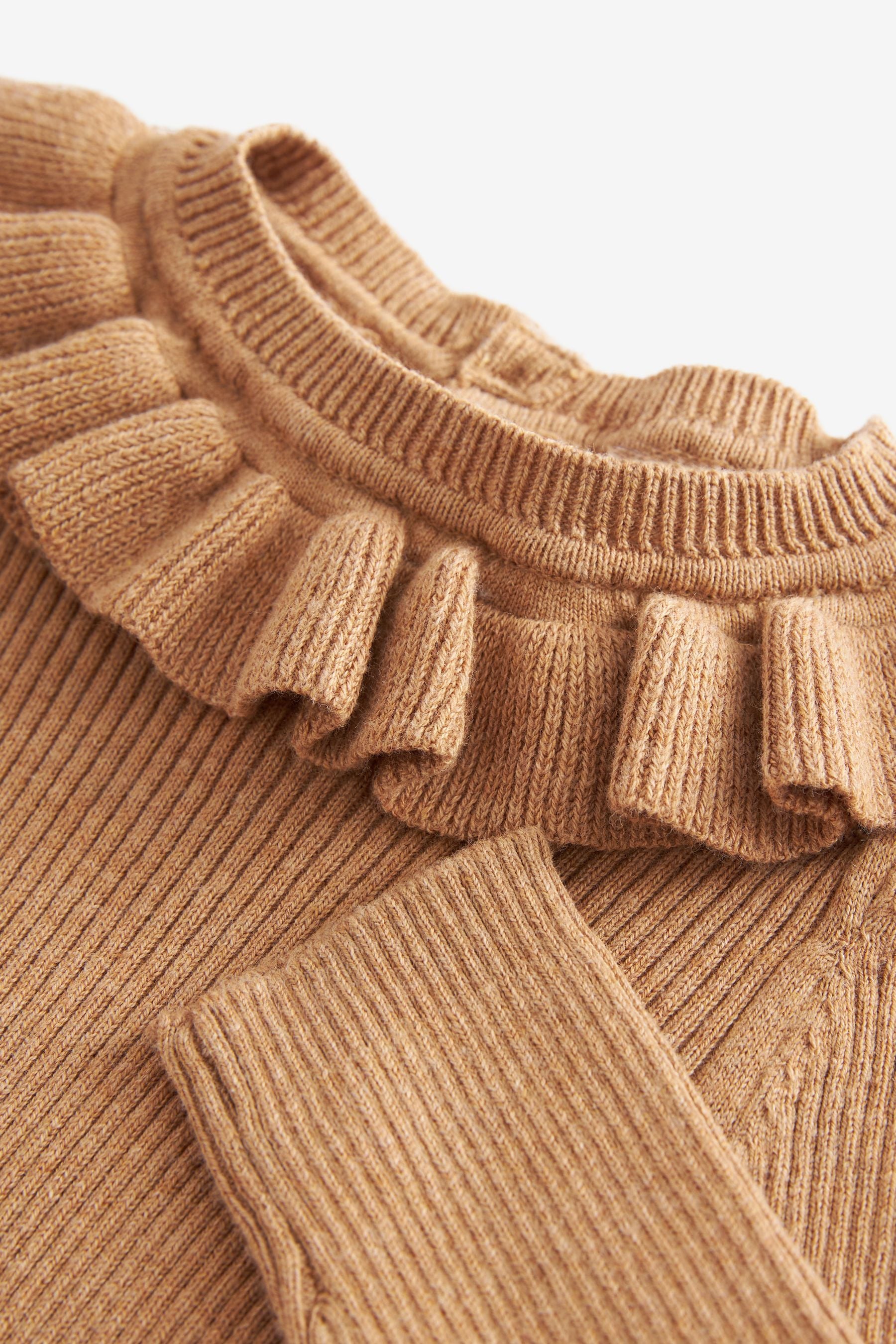 Tan Brown Frill Neck Jumper (3mths-7yrs)