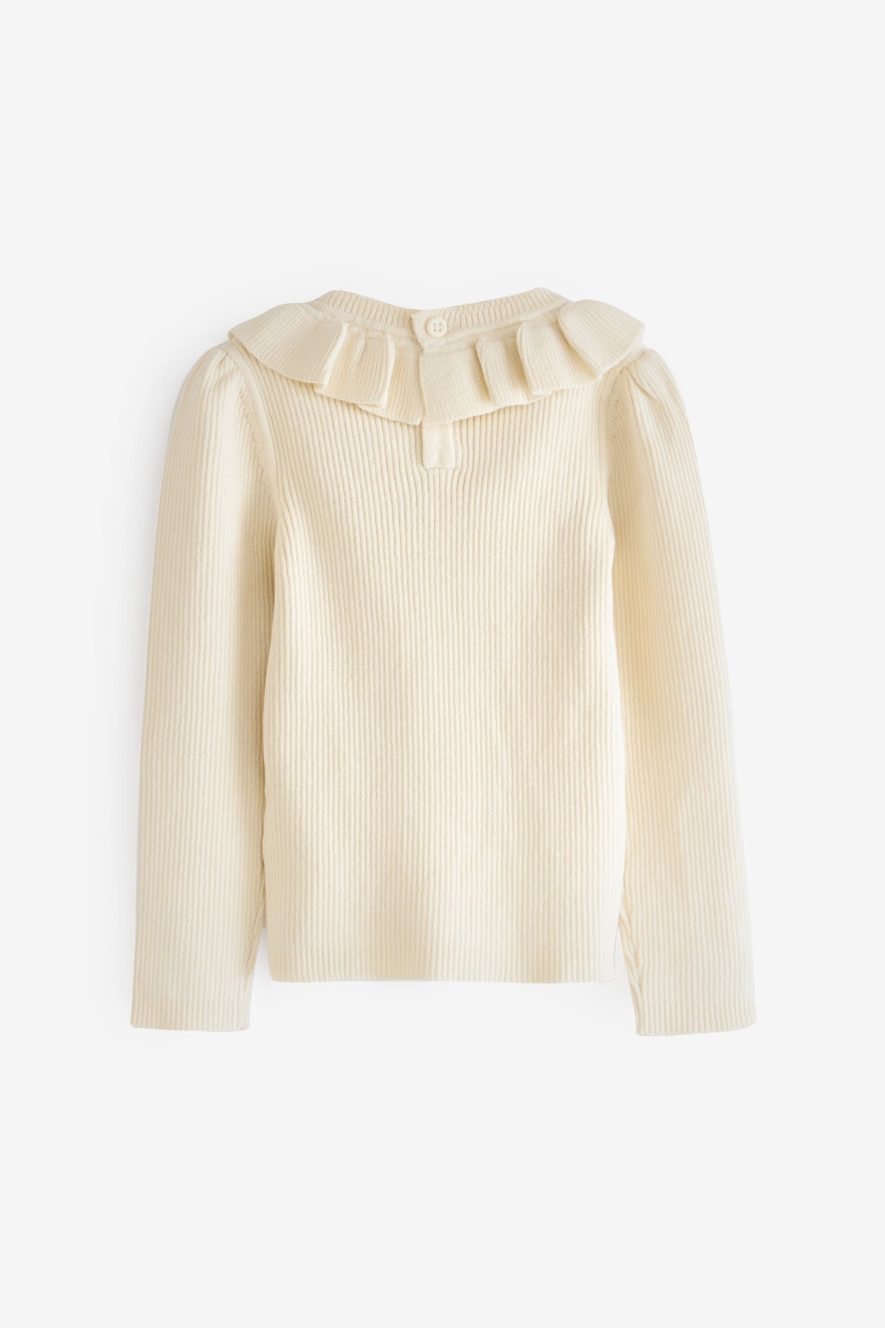 Ecru Cream Marl Frill Neck Jumper (3mths-7yrs)