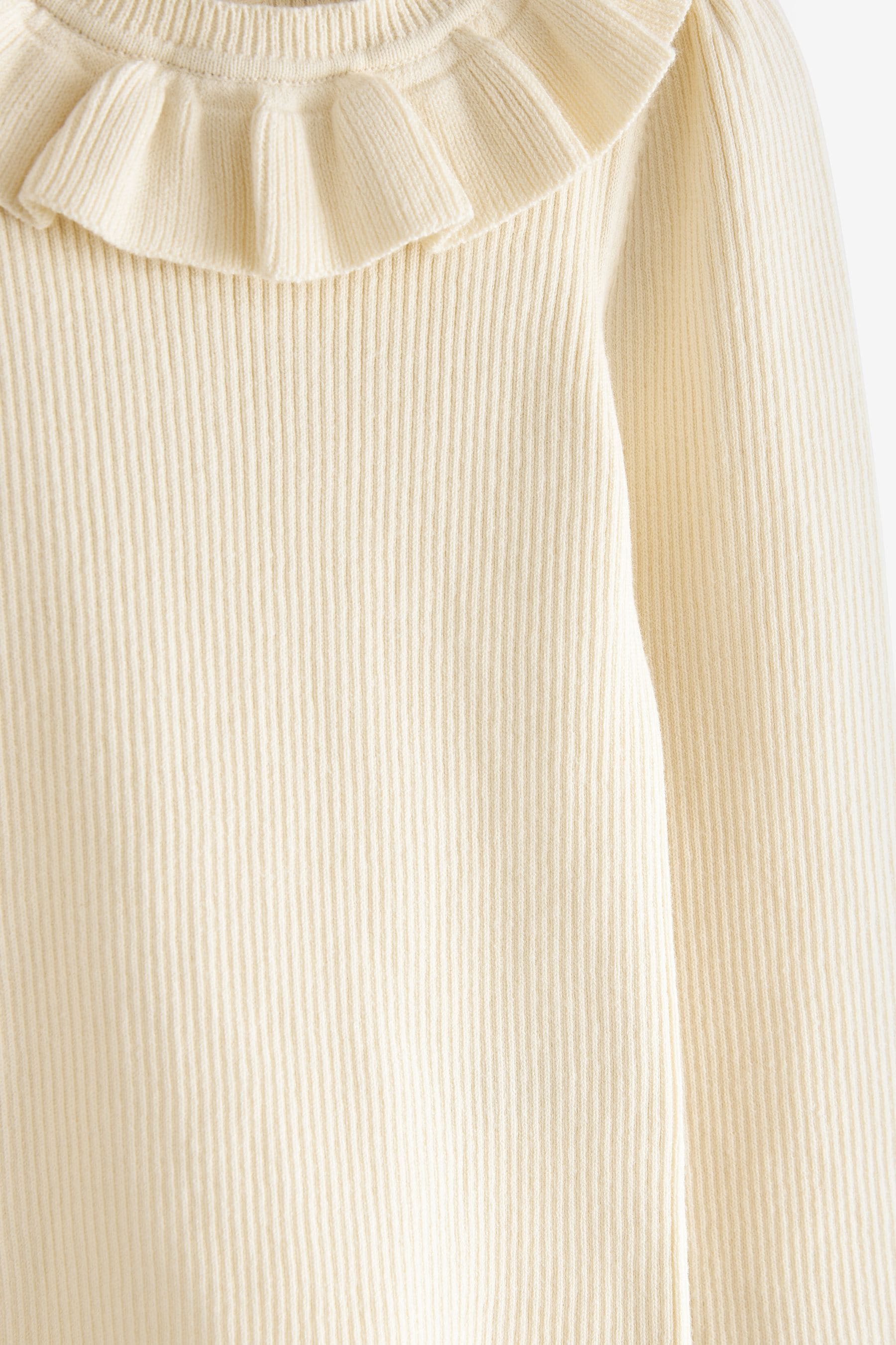 Ecru Cream Marl Frill Neck Jumper (3mths-7yrs)