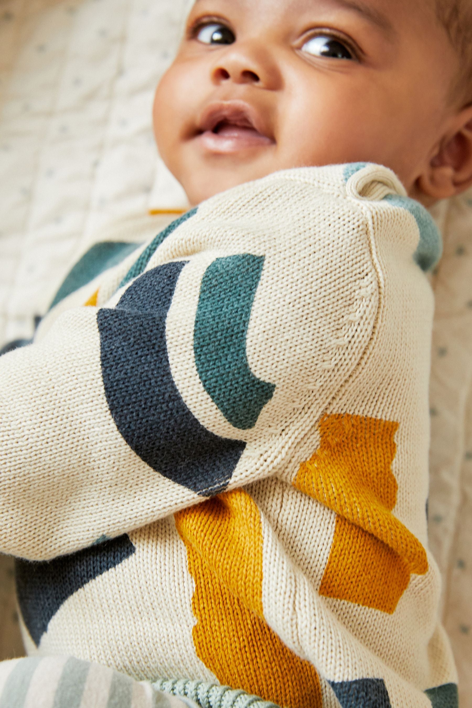 Multi Abstract Shape Knitted Baby Jumper (0mths-2yrs)