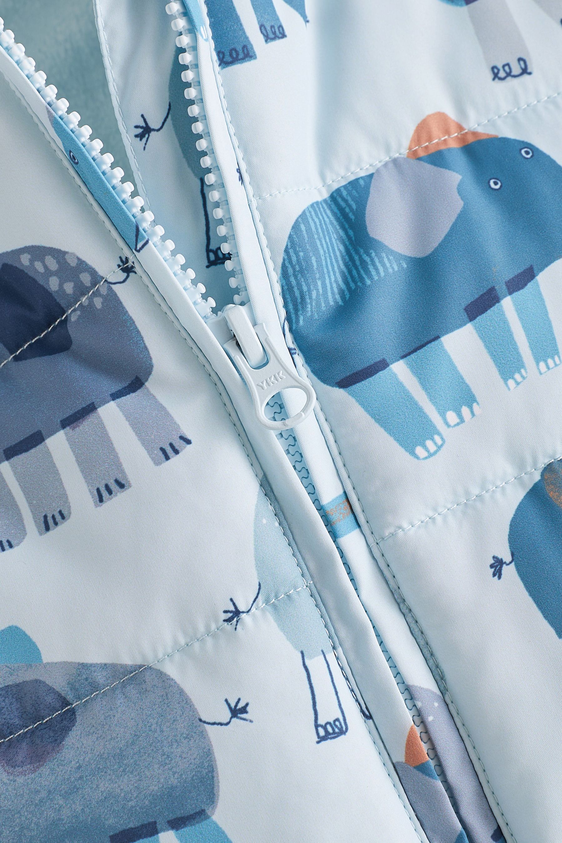 Blue Elephant Print Hooded Baby Jacket (0mths-2yrs)