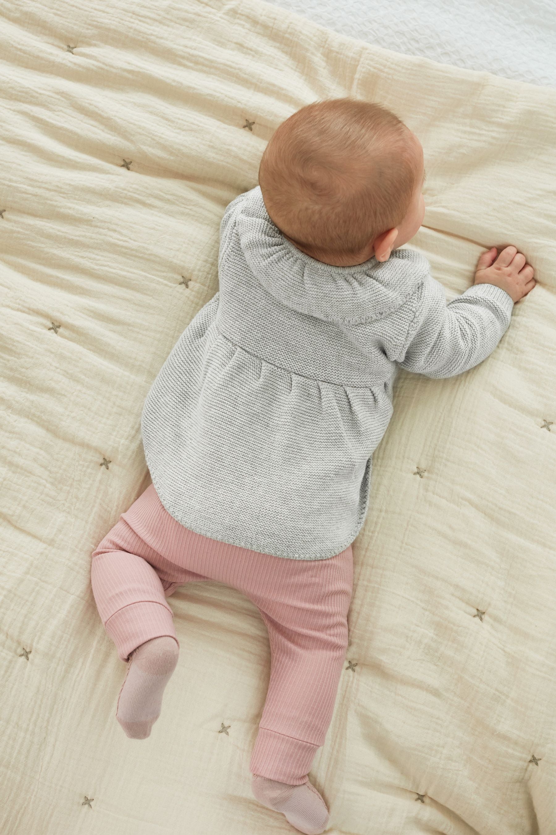 Grey Frill Collar Baby Cardigan (0mths-2yrs)