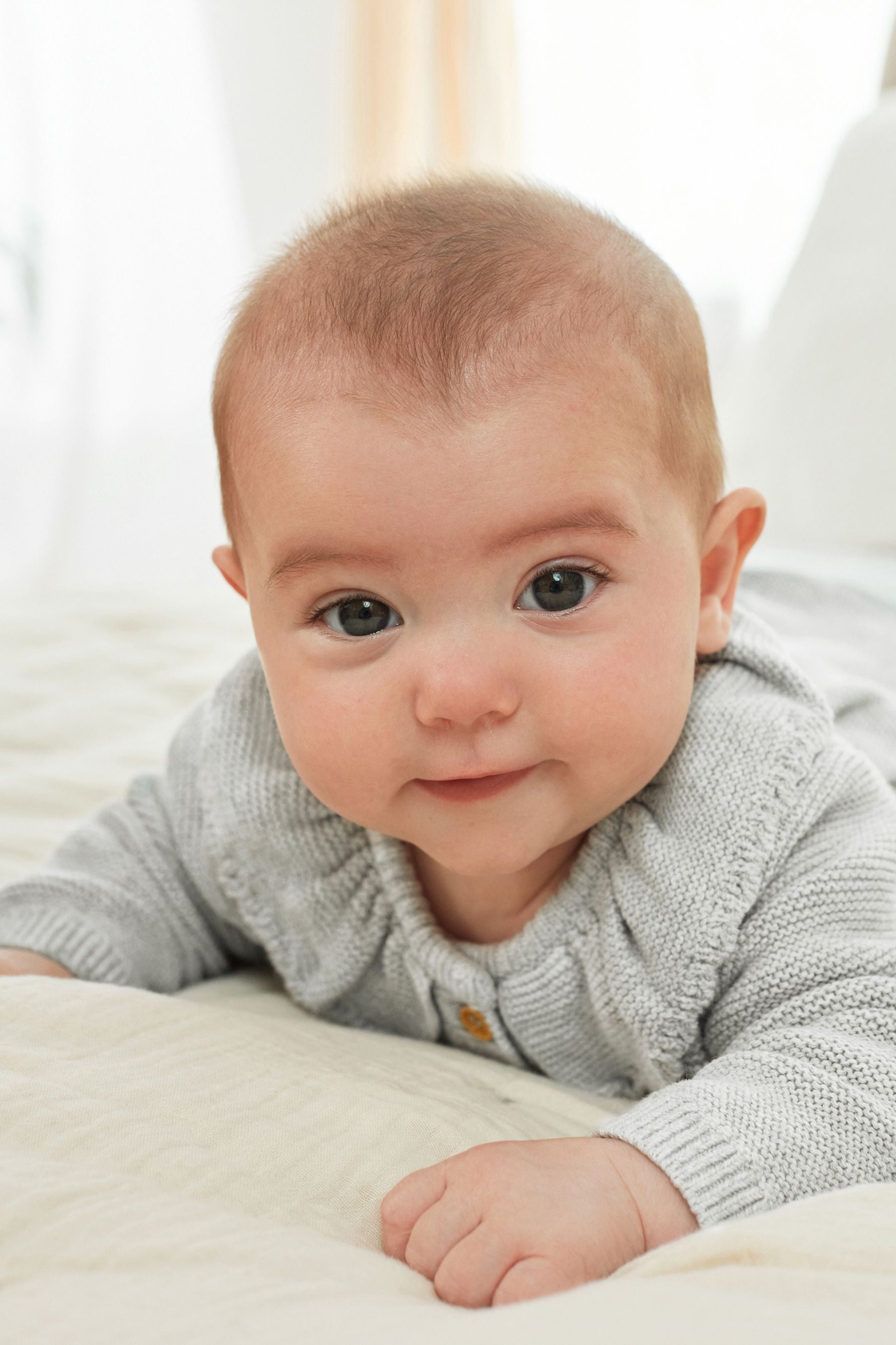 Grey Frill Collar Baby Cardigan (0mths-2yrs)