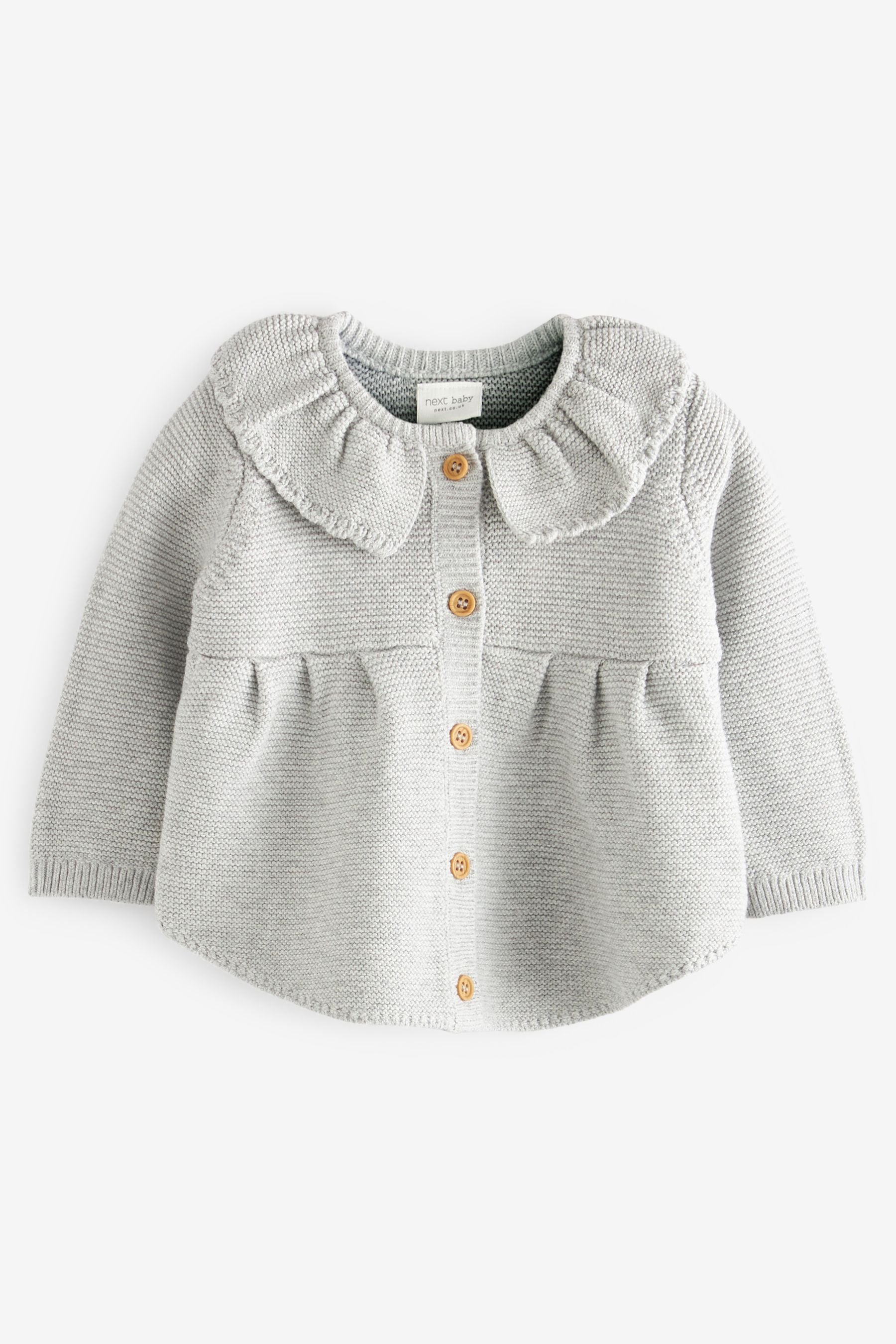 Grey Frill Collar Baby Cardigan (0mths-2yrs)