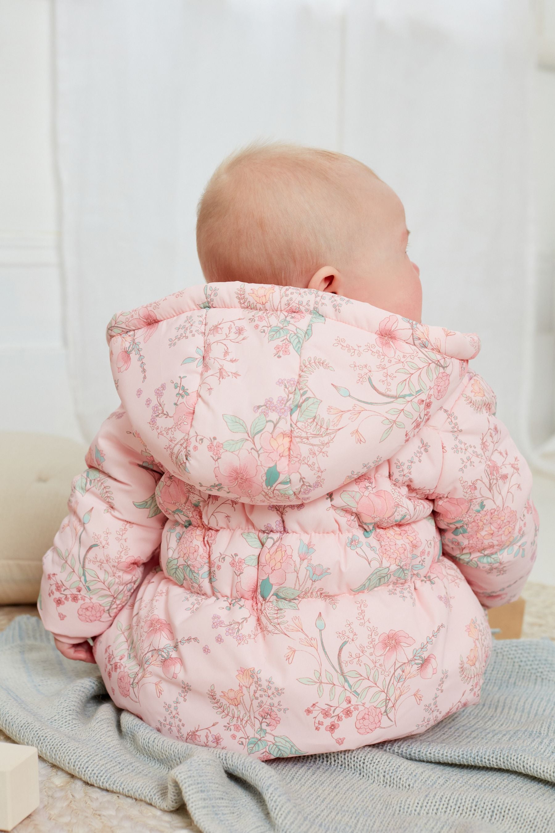 Pink Floral Padded Baby Jacket (0mths-2yrs)