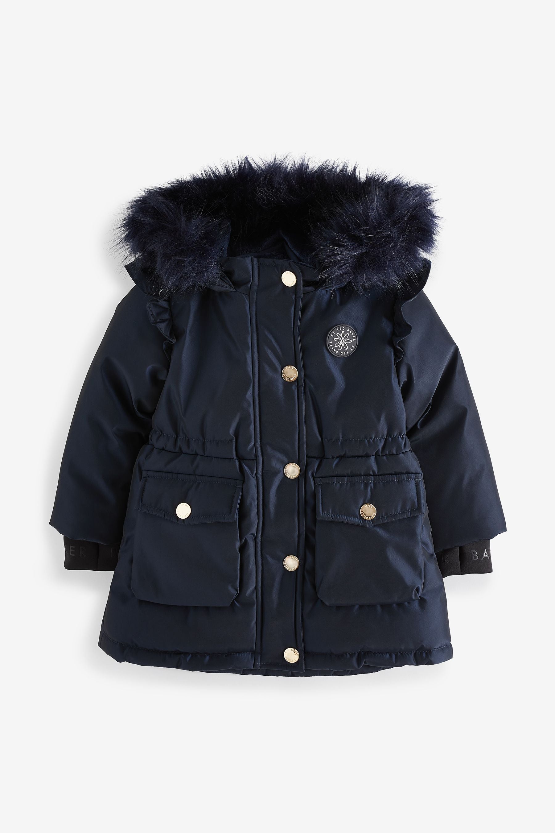 Navy Baker by Ted Baker Shower Resistant Frill Parka