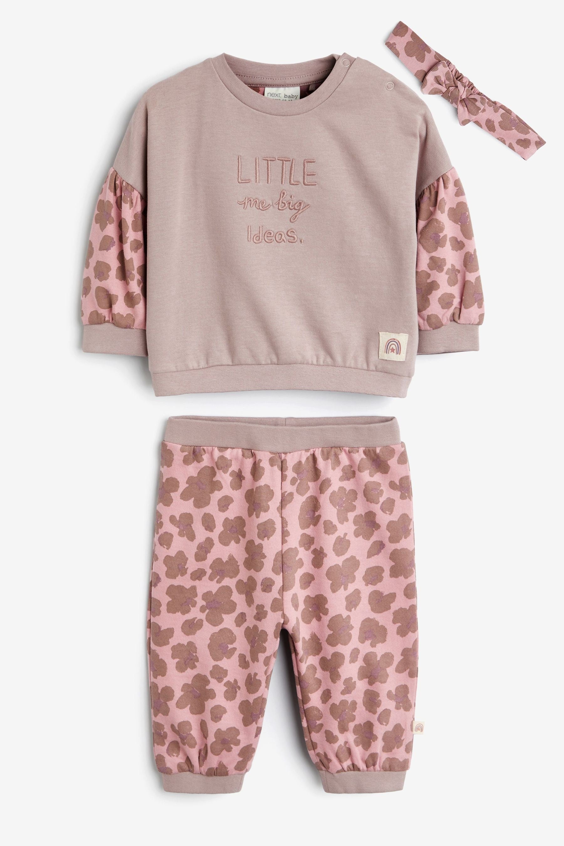 Pink/Purple Baby Leopard Sweater And Joggers Set