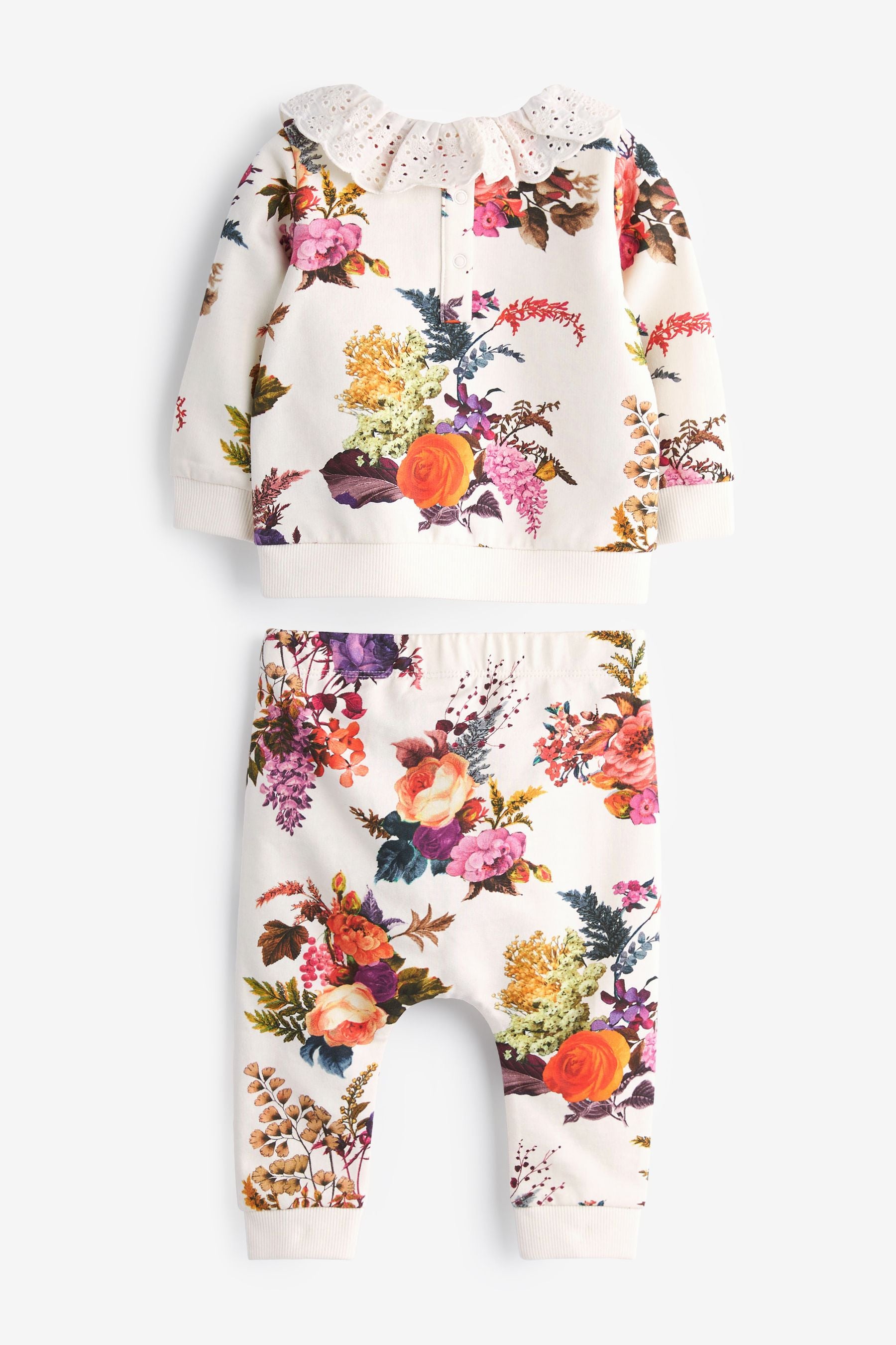 Cream Floral Sweat Top And Joggers Co-ord