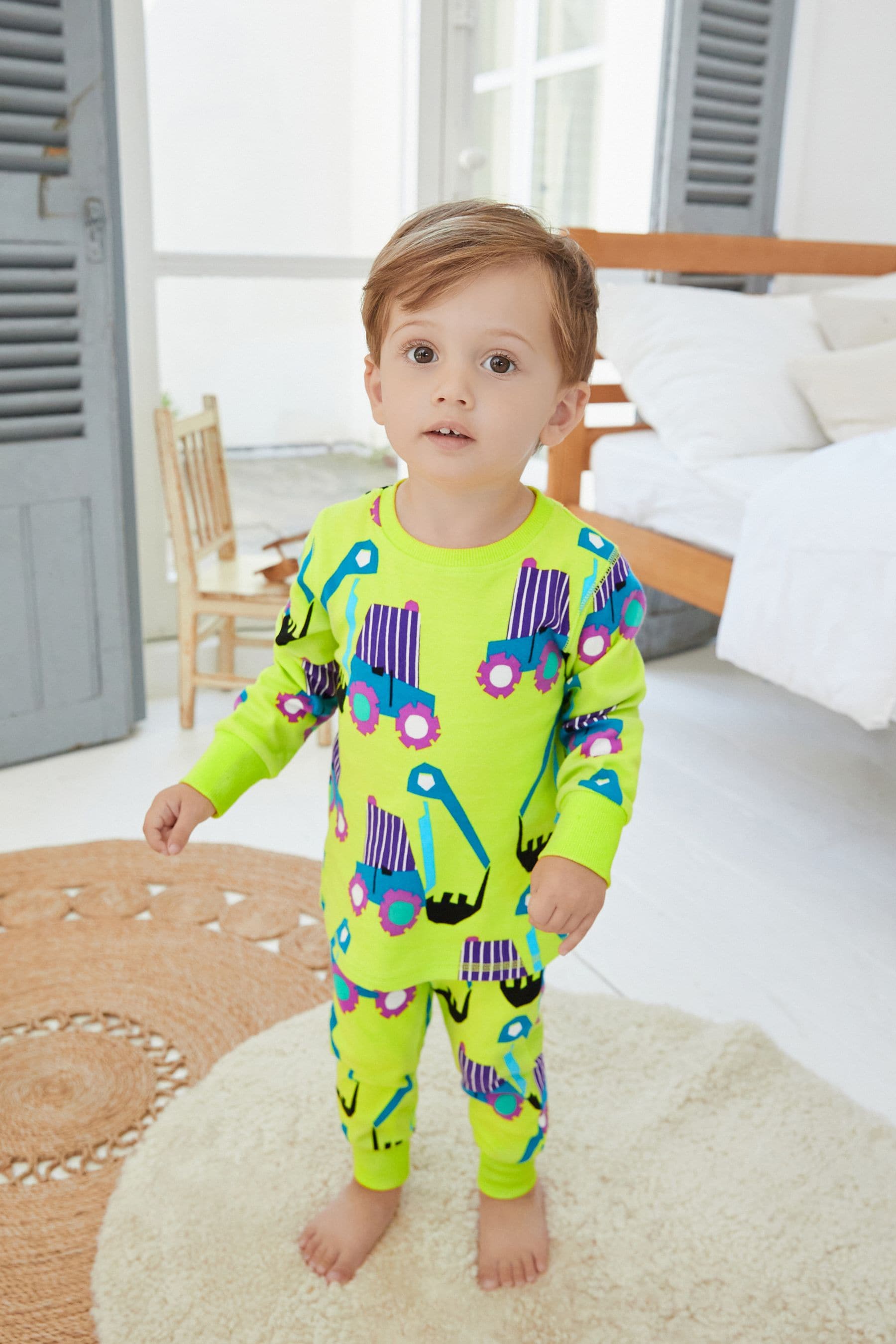 Green/Blue Digger 3 Pack Snuggle Pyjamas (9mths-12yrs)