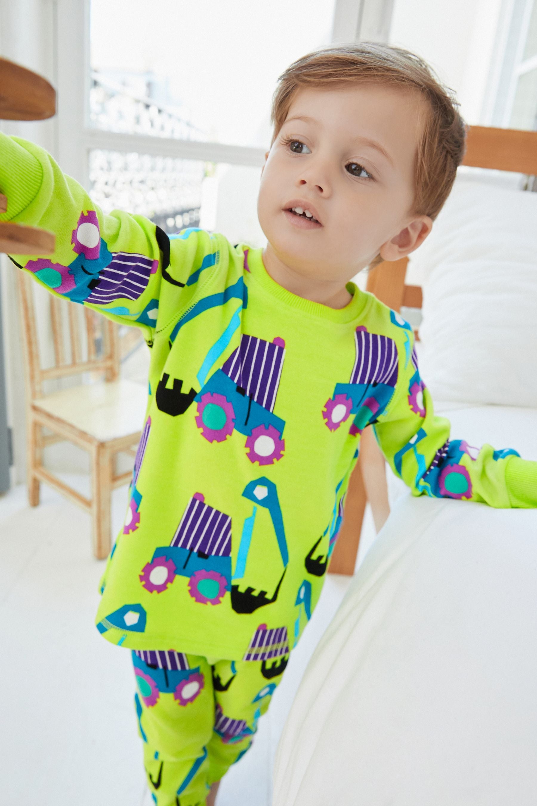 Green/Blue Digger 3 Pack Snuggle Pyjamas (9mths-12yrs)