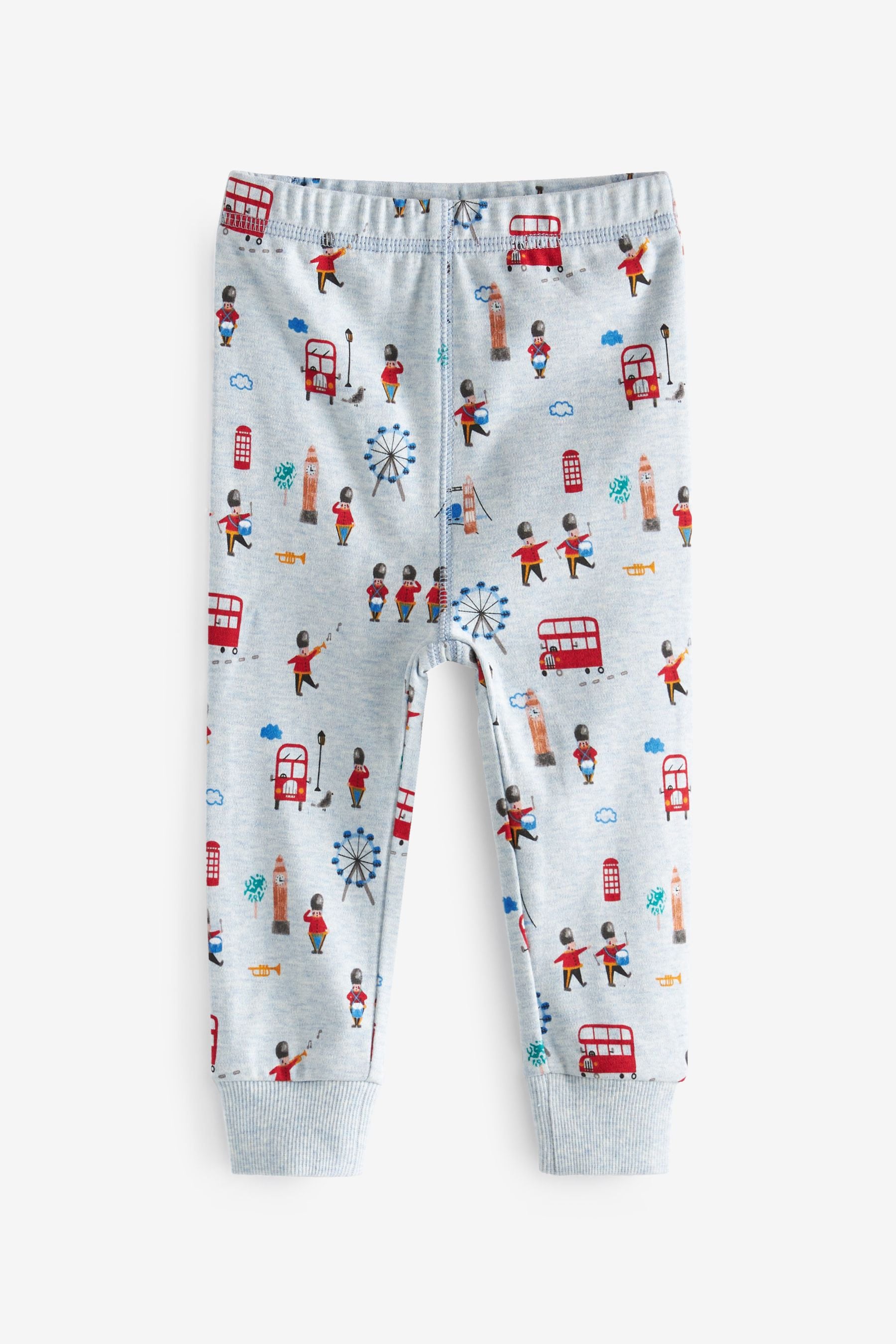 Blue/White London Dino Bus 3 Pack Snuggle Pyjamas (9mths-12yrs)