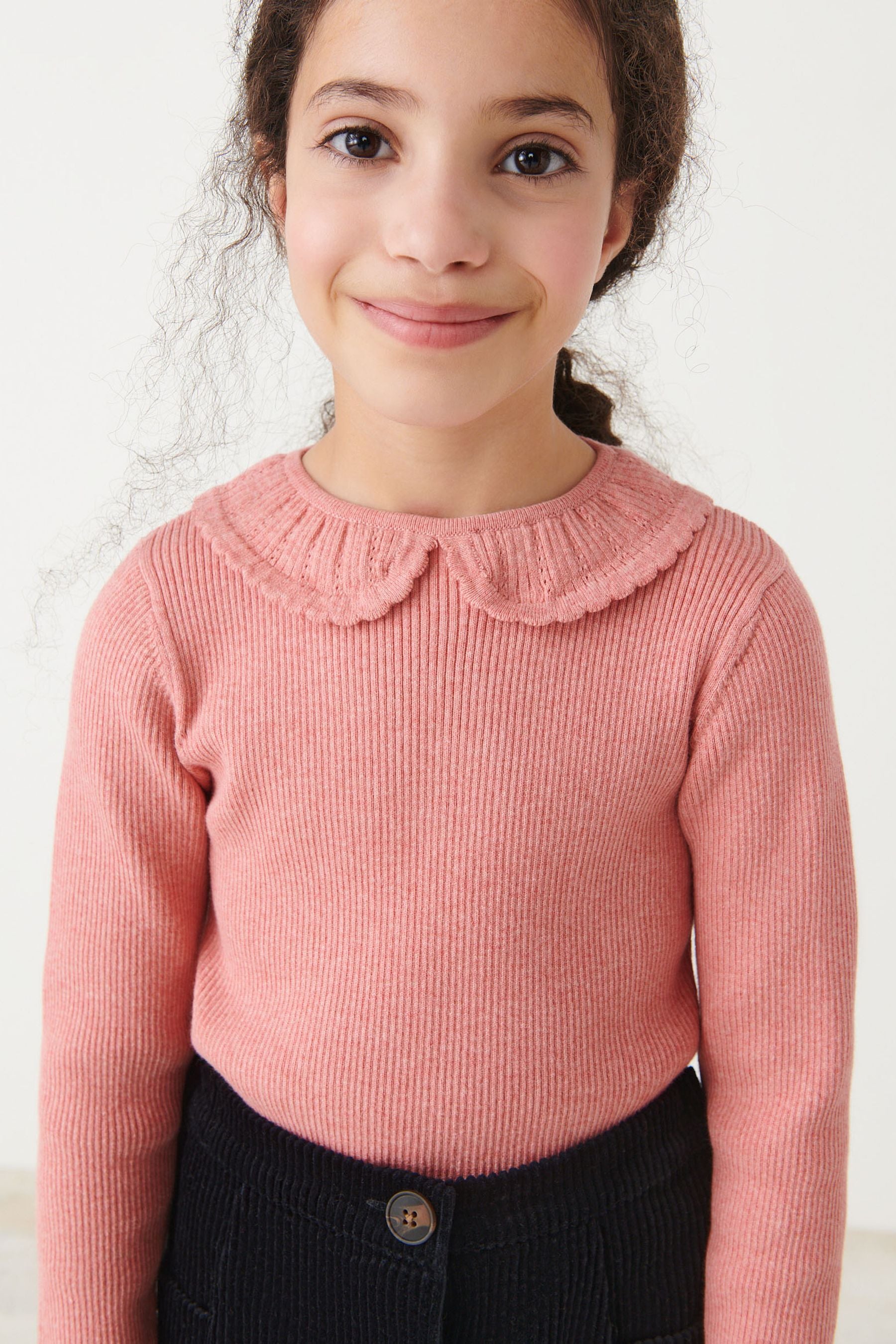 Pink Collar Neck Jumper (3-16yrs)