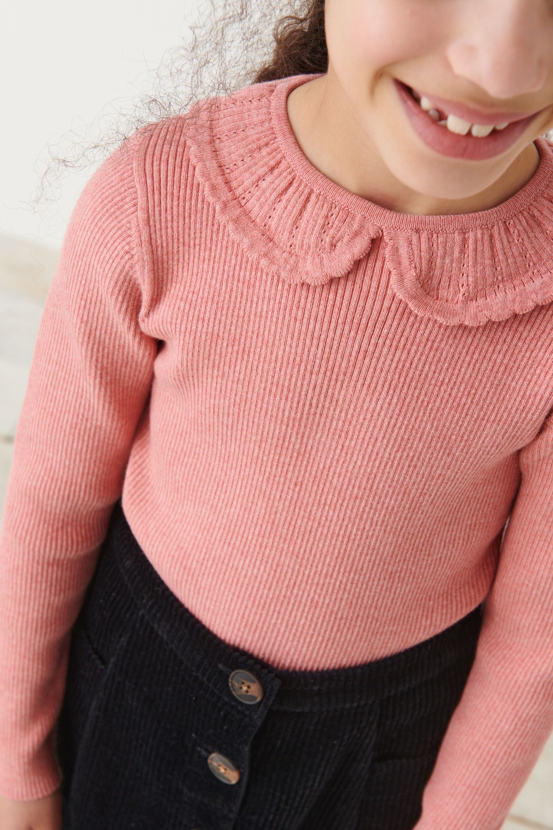 Pink Collar Neck Jumper (3-16yrs)