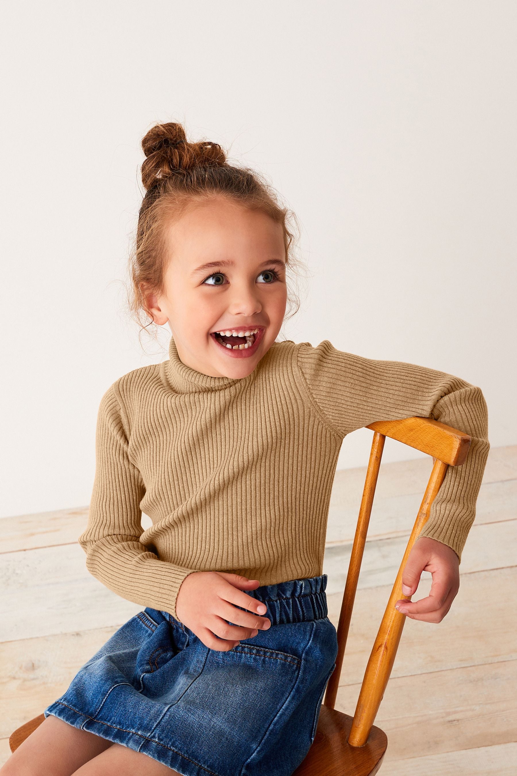 Tan Brown Roll Neck Jumper (3-16yrs)