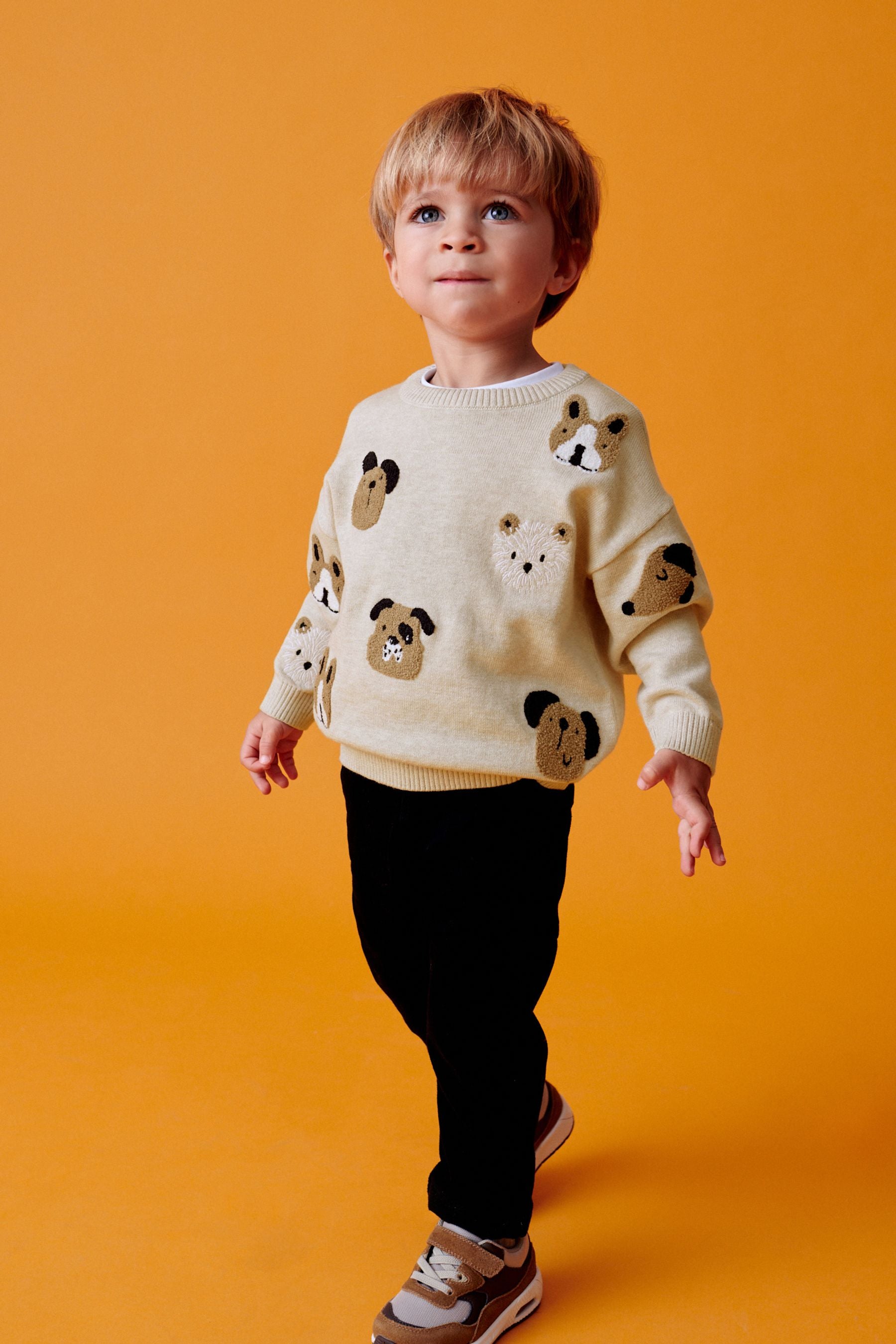 Neutral Character Dogs Knit Crew Jumper (3mths-7yrs)