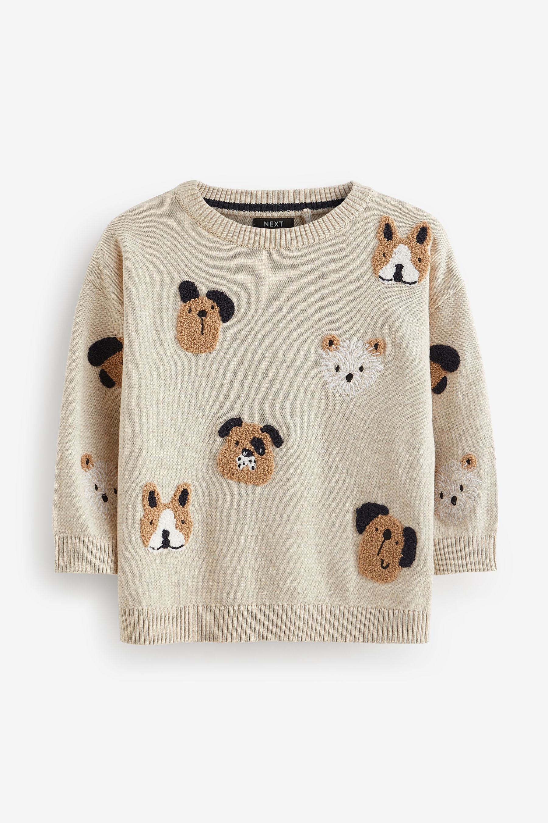 Neutral Character Dogs Knit Crew Jumper (3mths-7yrs)