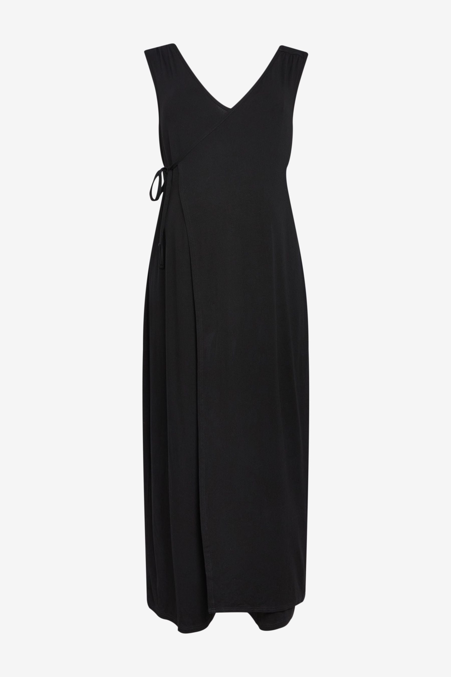 Black Maternity Jersey Full Length Wrap Jumpsuit