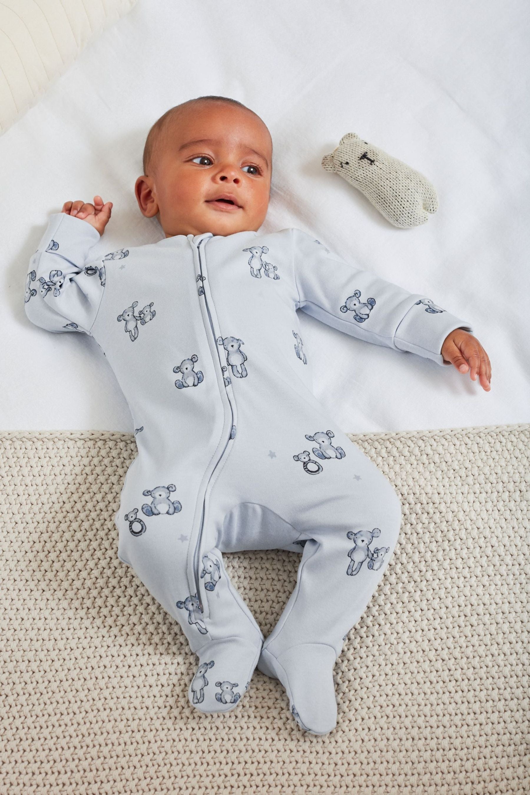 Blue Bear 2 Pack Baby Sleepsuits (0mths-3yrs)