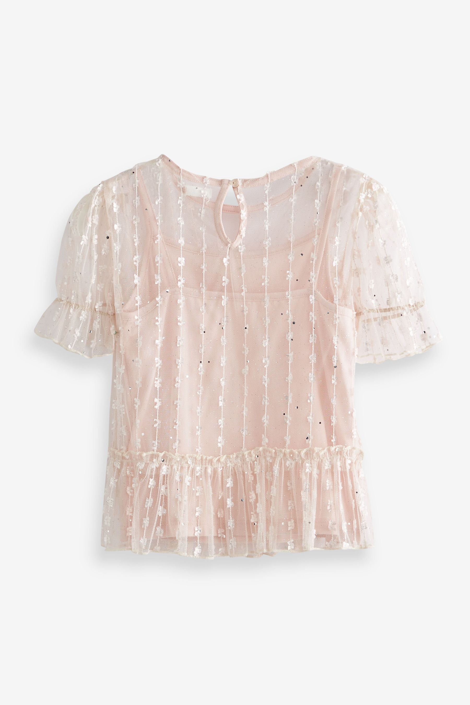 Pink Sequin Mesh Layered Party Top (3-16yrs)