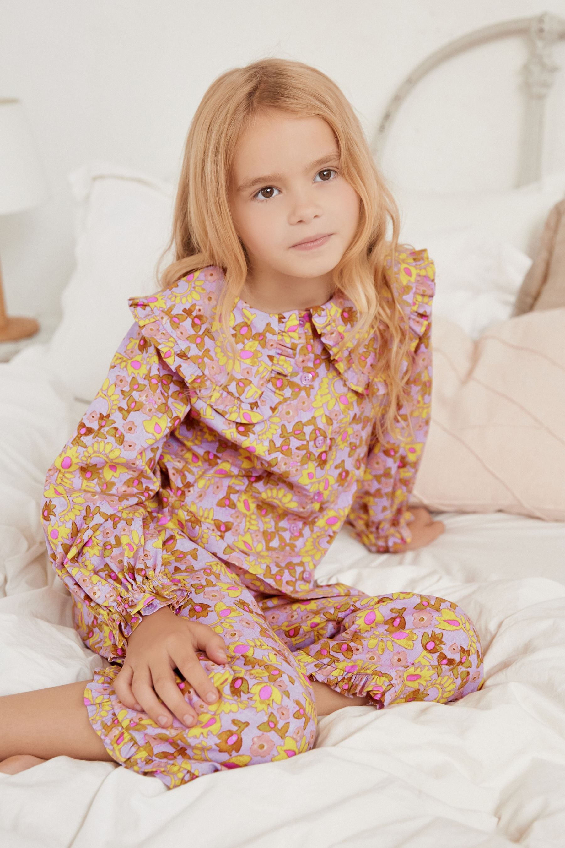 Purple Woven Button Through Pyjama Set (3-16yrs)