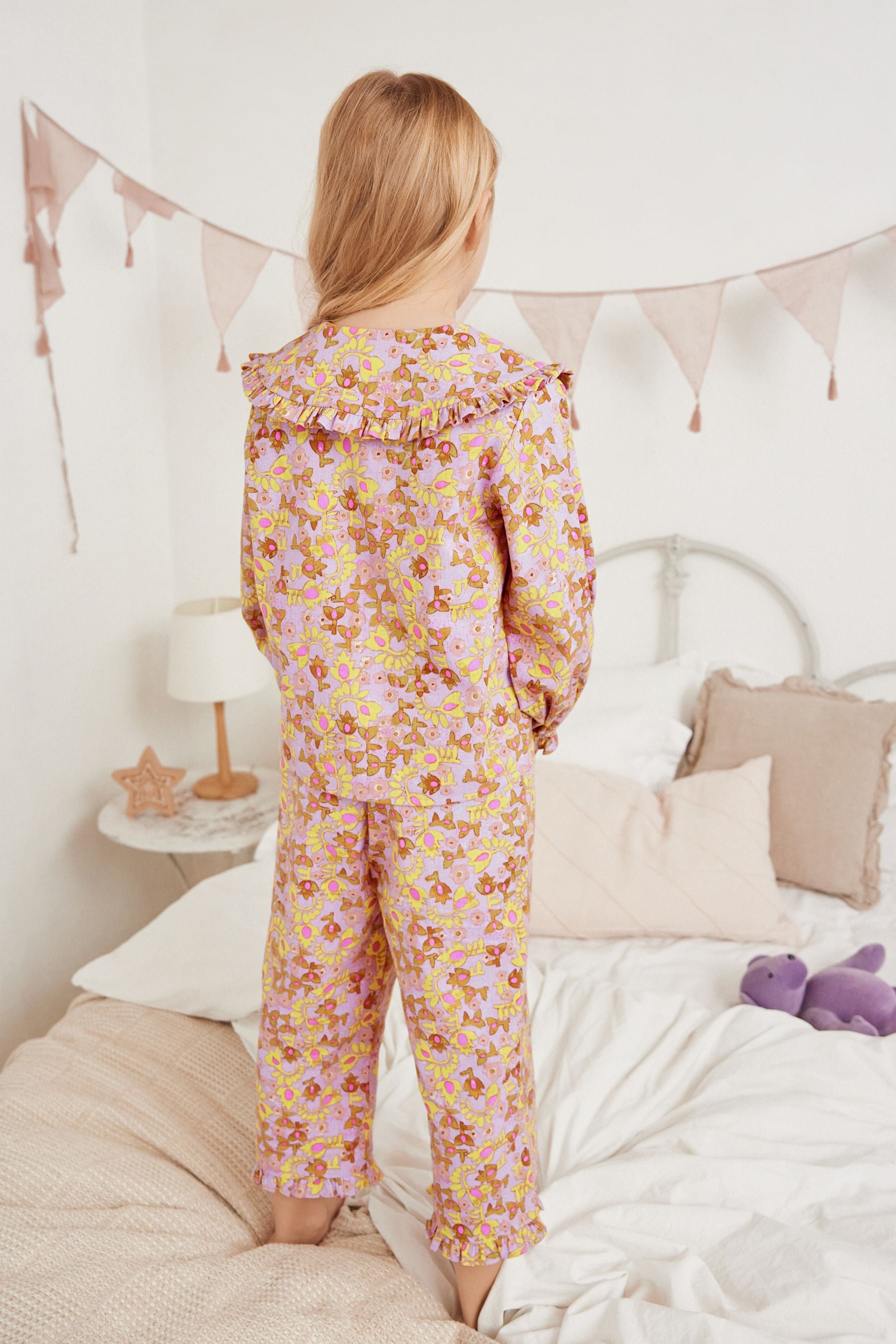 Purple Woven Button Through Pyjama Set (3-16yrs)