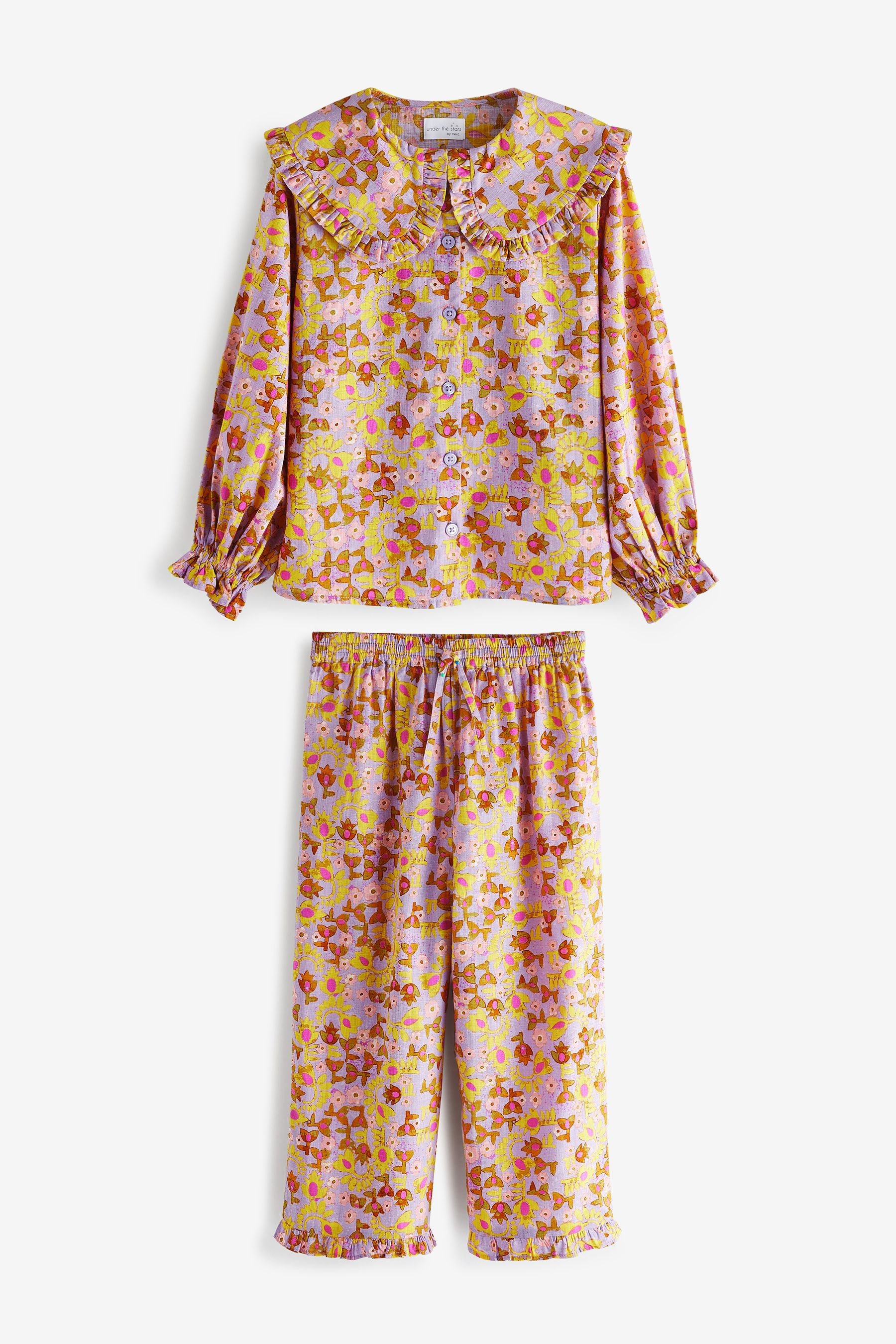 Purple Woven Button Through Pyjama Set (3-16yrs)