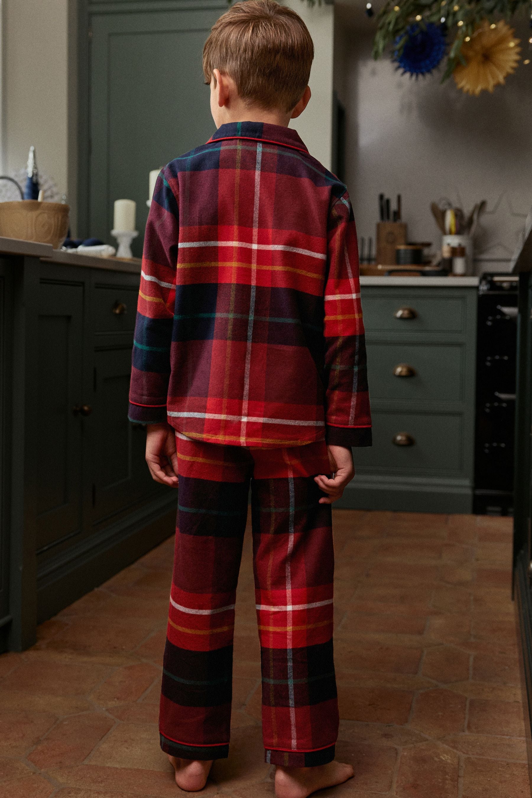 Red Check Matching Family Kids Christmas Cotton Pyjamas (9mths-16yrs)