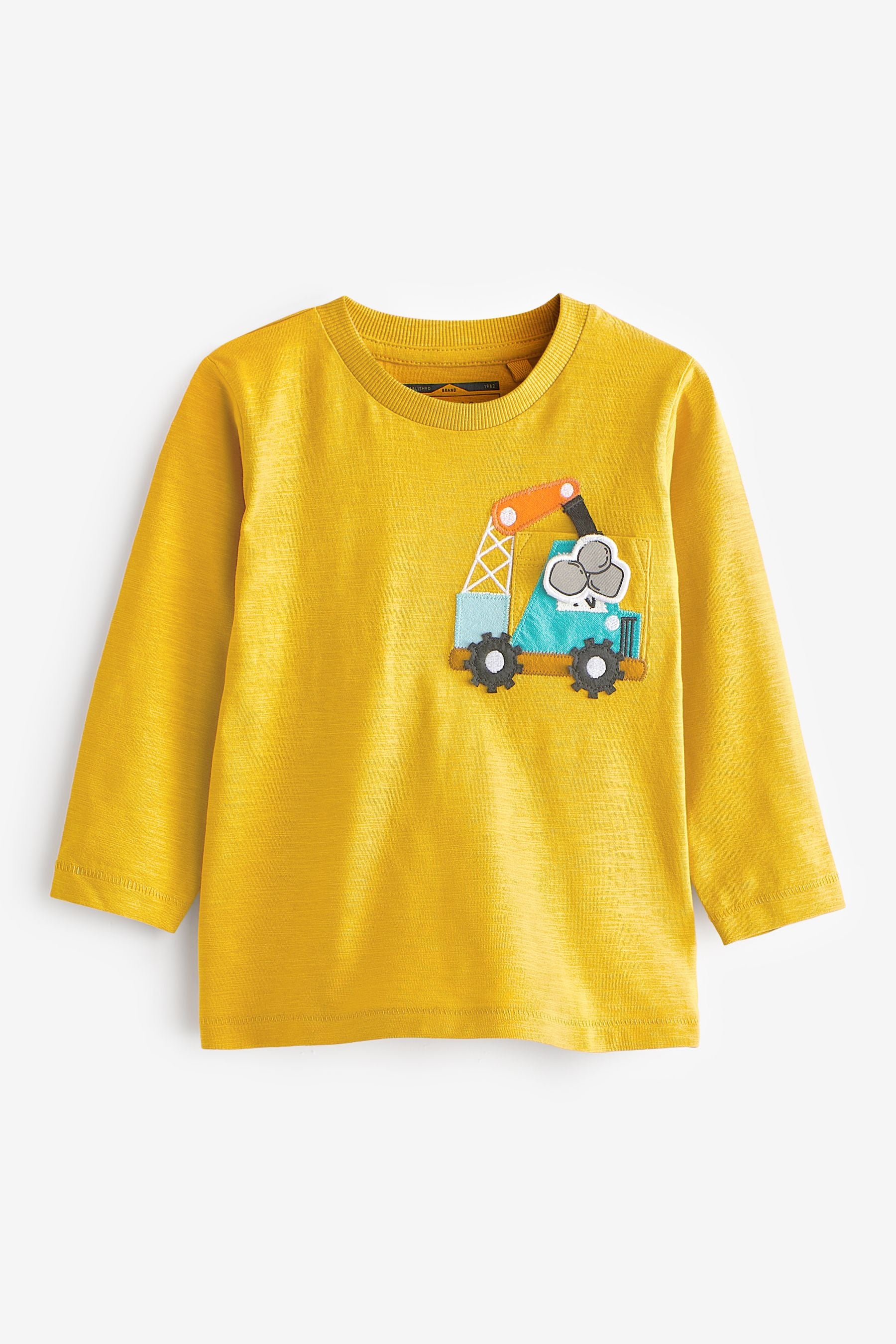 Yellow Digger Long Sleeve Pocket T-Shirt (3mths-7yrs)