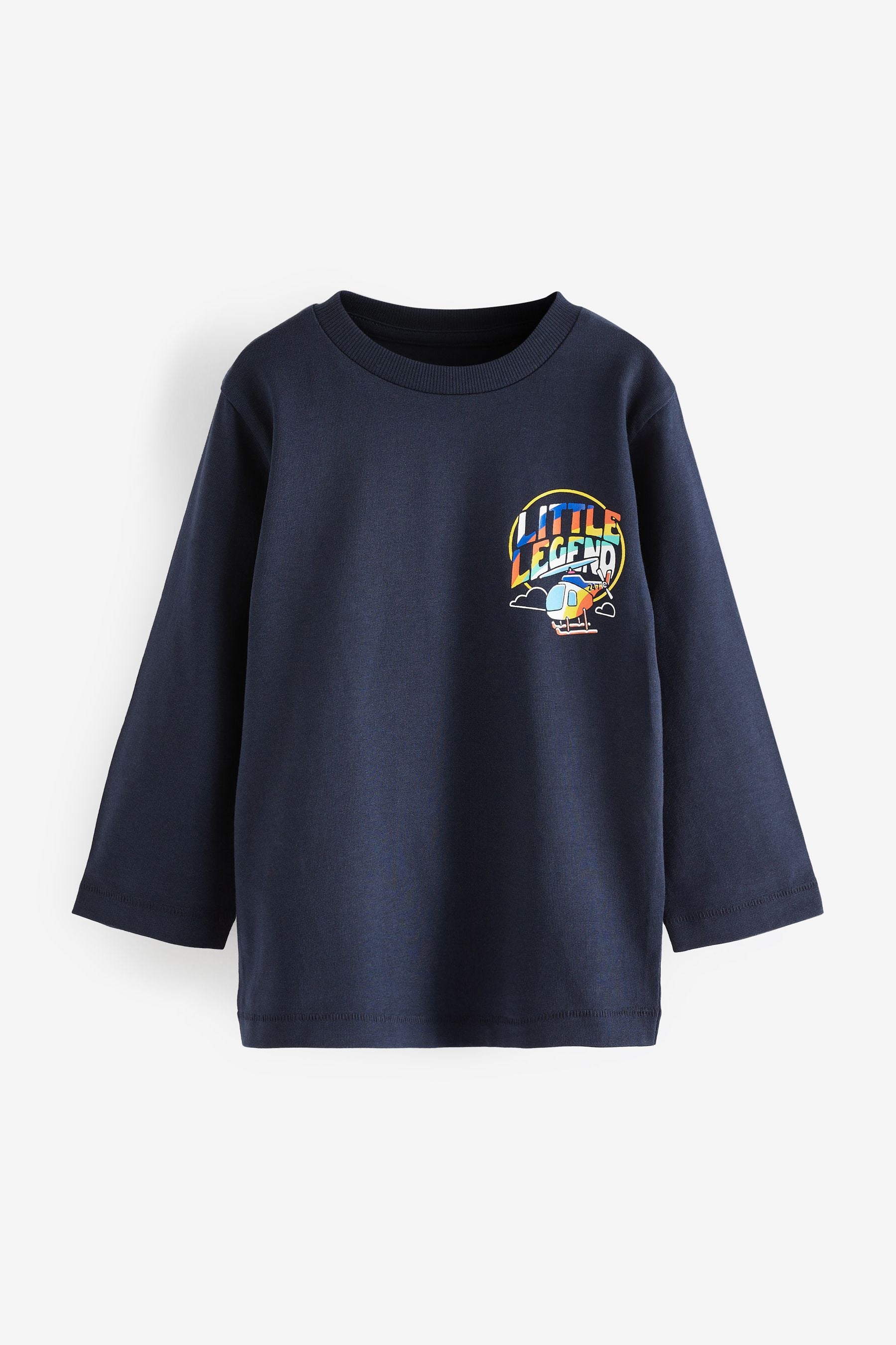 Navy Helicopter Long Sleeve Back Printed T-Shirt (3mths-7yrs)