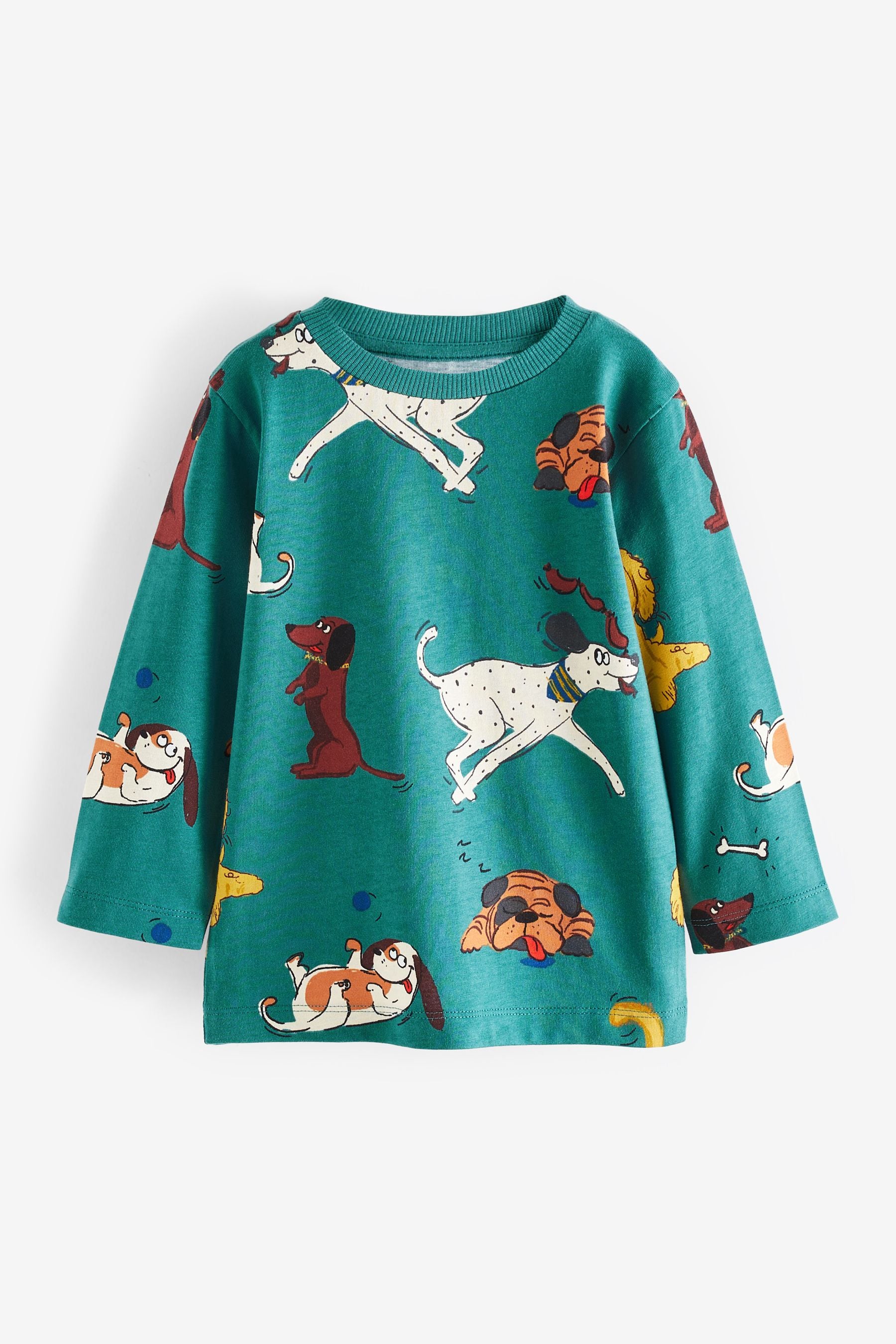 Mineral Green Dogs All-Over Printed Long Sleeve T-Shirt (3mths-4yrs)