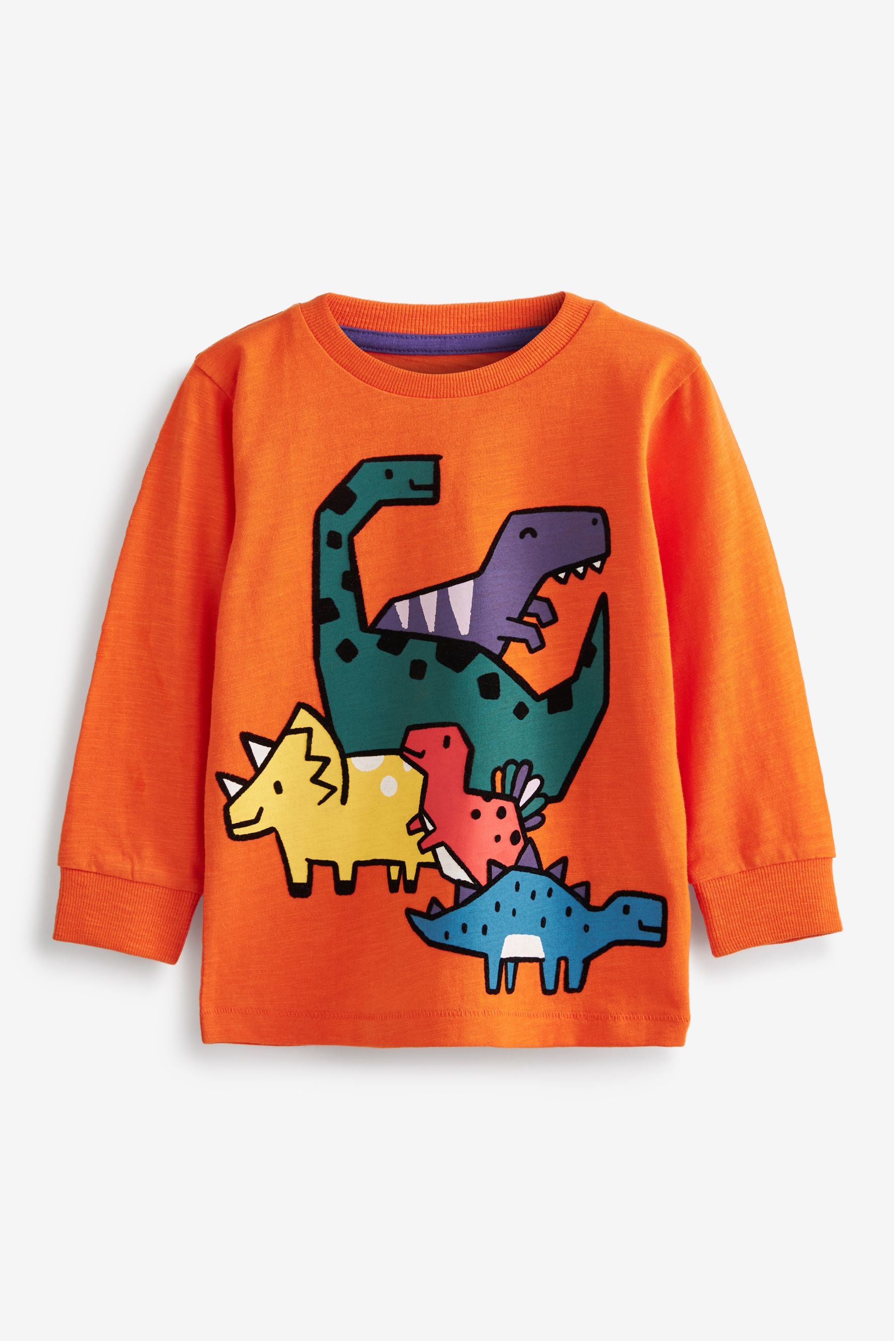 Orange Dino Squad Long Sleeve Character T-Shirt (3mths-7yrs)