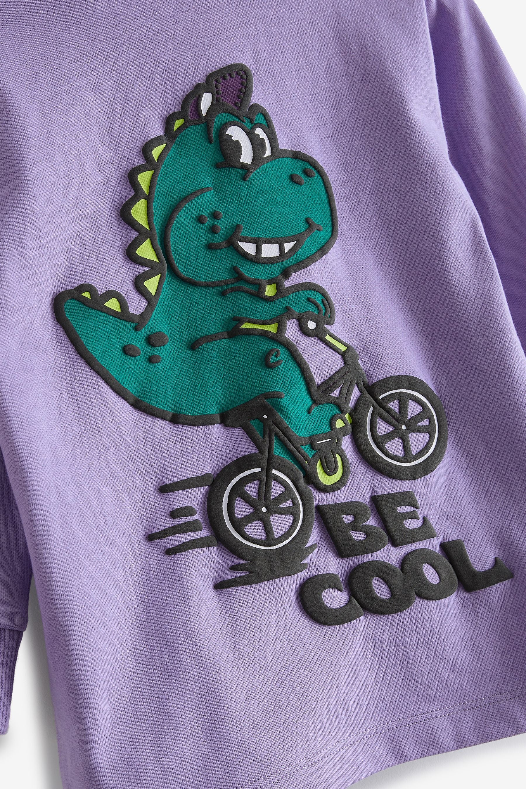 Purple Lilac Dino Long Sleeve Back Printed T-Shirt (3mths-7yrs)