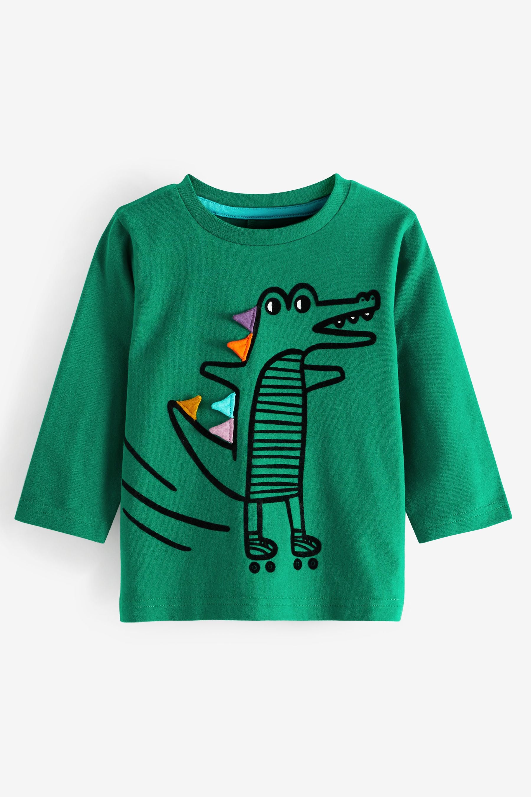 Green Croc Long Sleeve Character Back Spiked T-Shirt (3mths-7yrs)