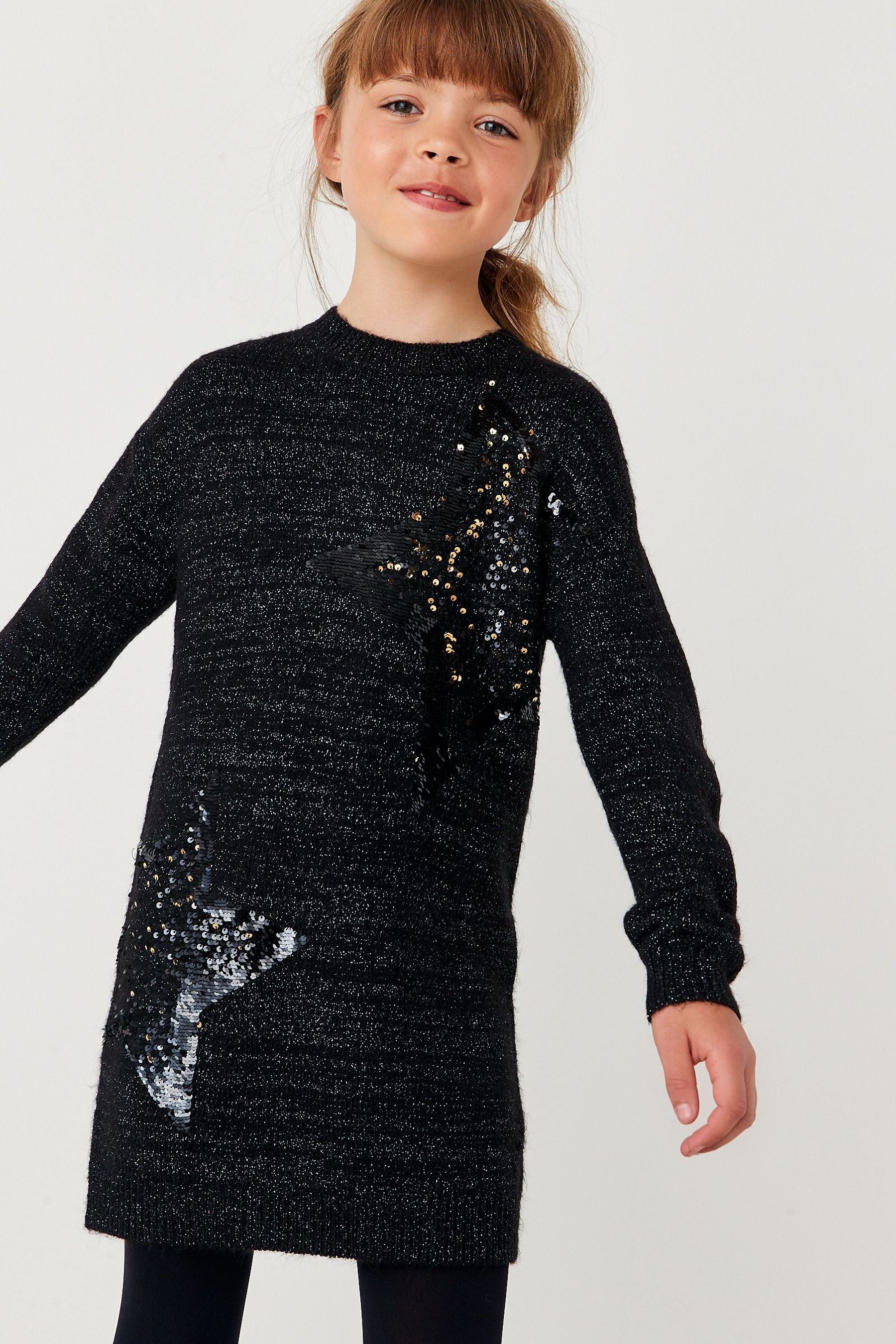 Black Nxt Sequin Jumper Dress (3-16yrs)