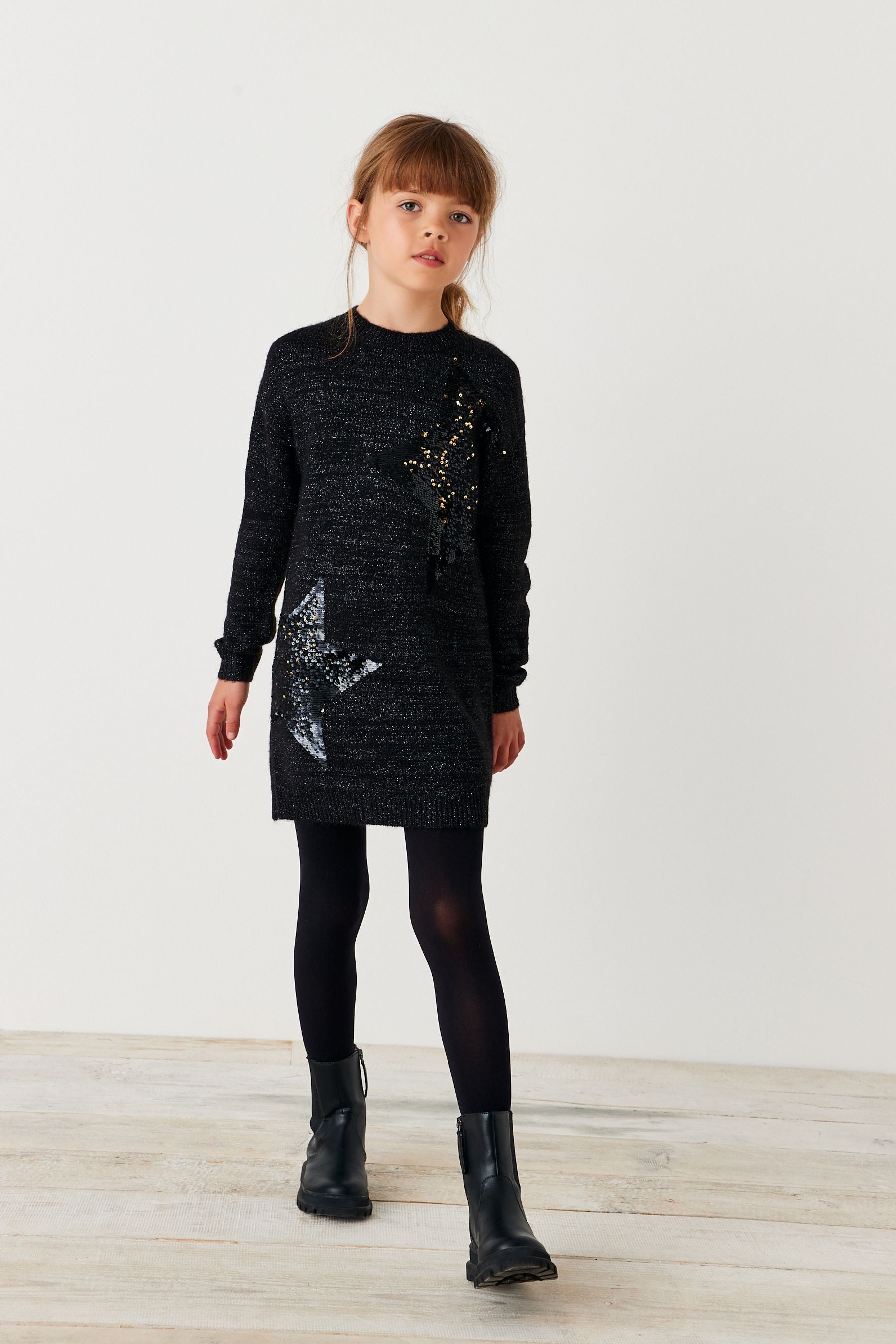 Black Nxt Sequin Jumper Dress (3-16yrs)